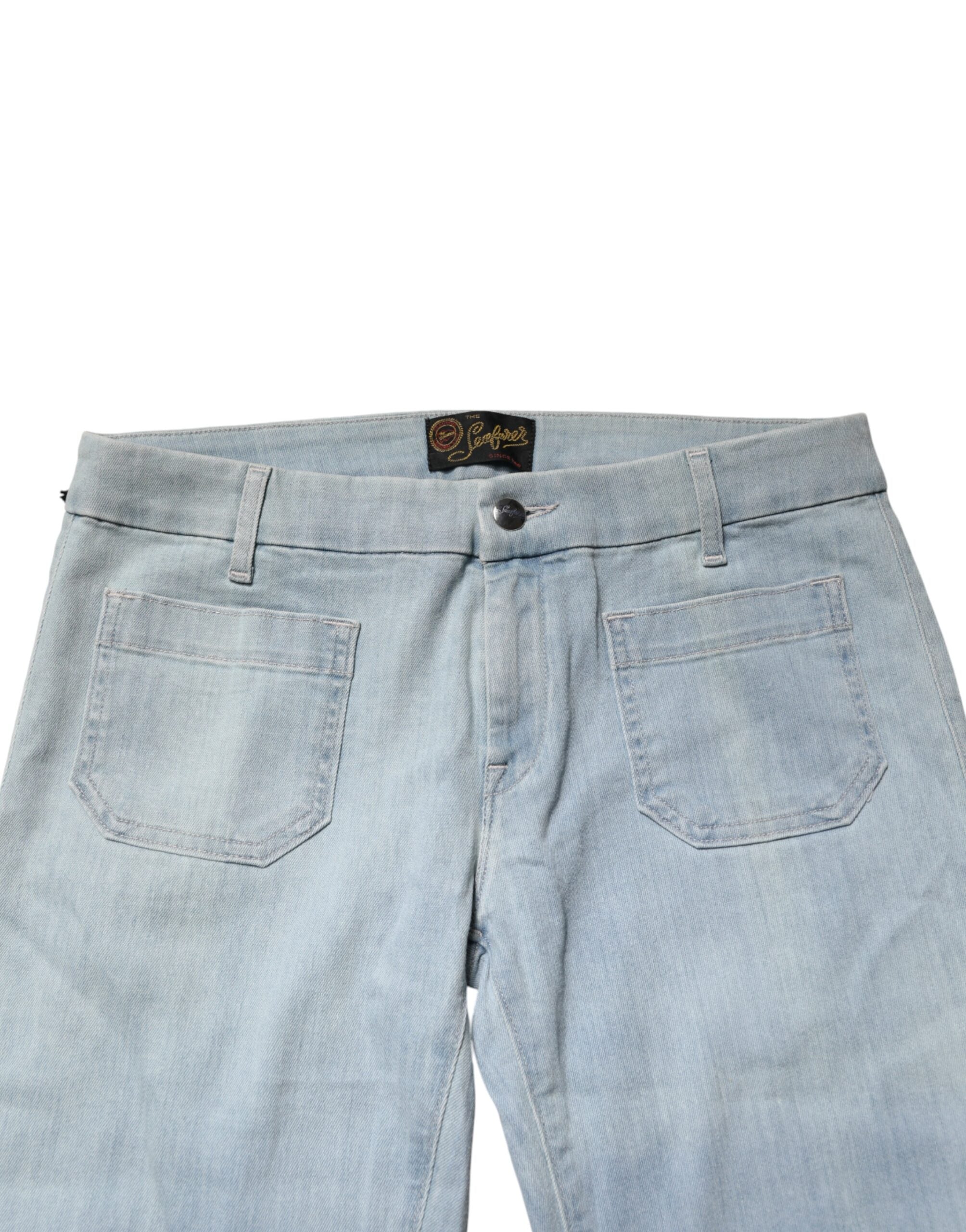 Seafarer Light Blue Boot Cut Mid Waist Denim Casual Jeans