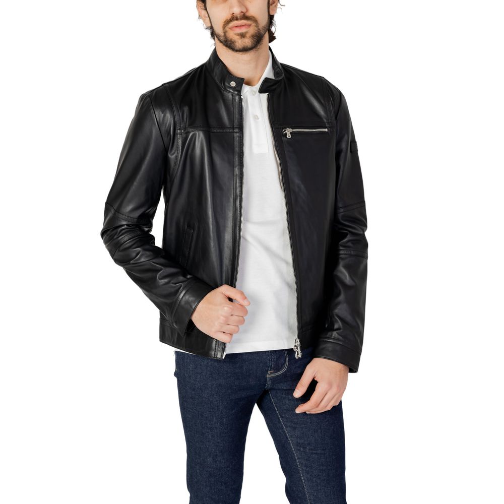Peuterey Black Lamb Leather Leather Jacket