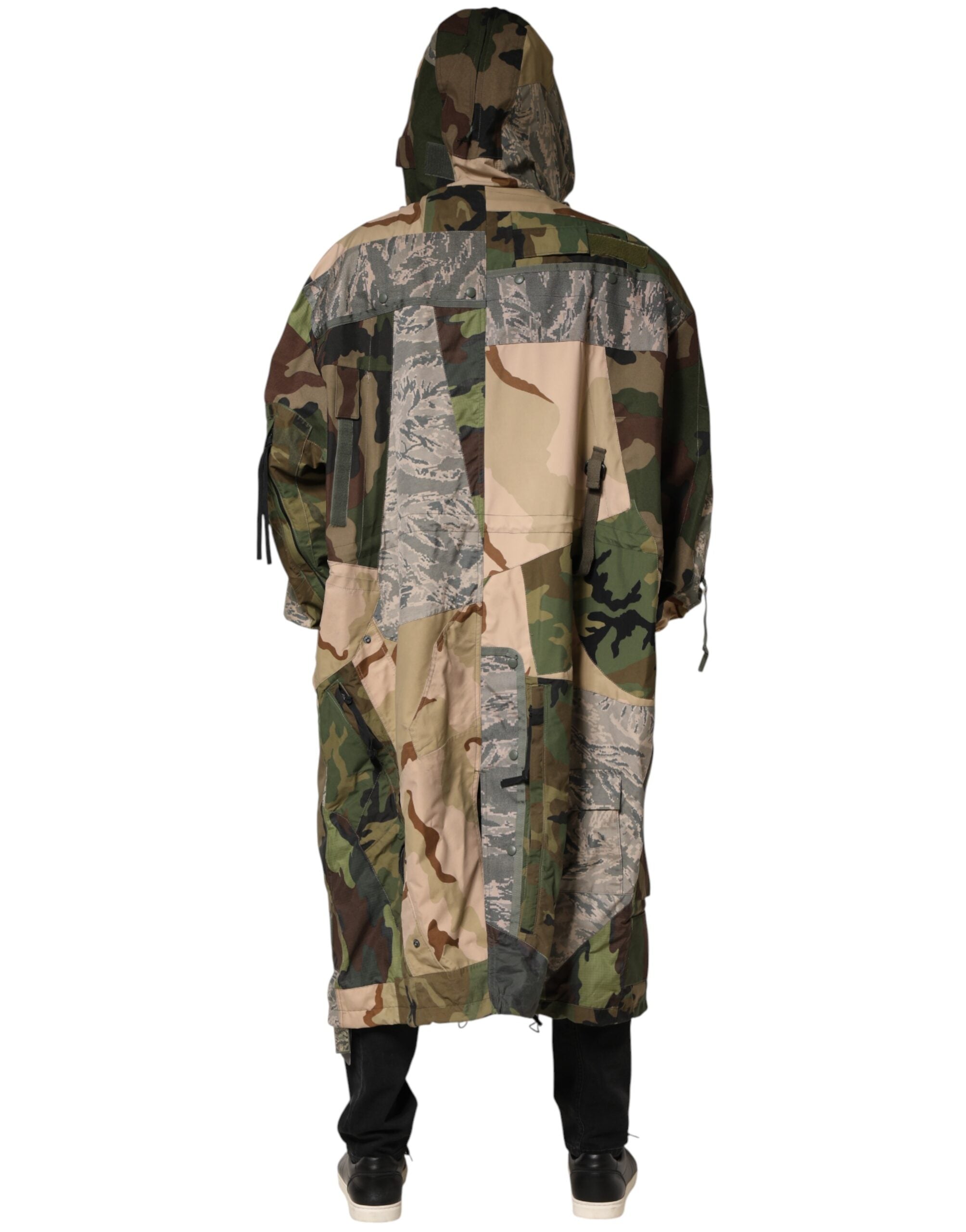 Dolce & Gabbana Multicolor Camouflage Hooded Rain Coat