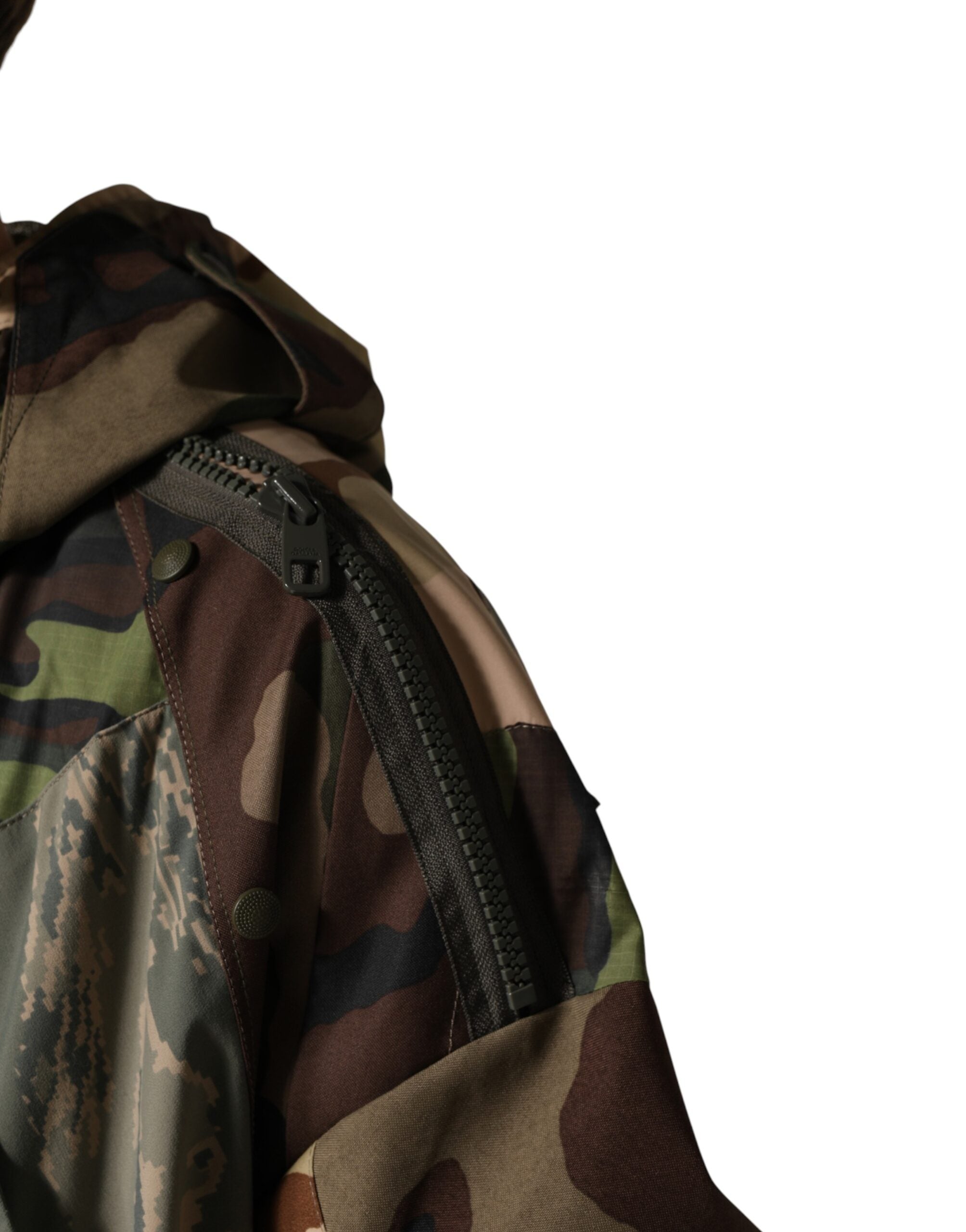 Dolce & Gabbana Multicolor Camouflage Hooded Rain Coat