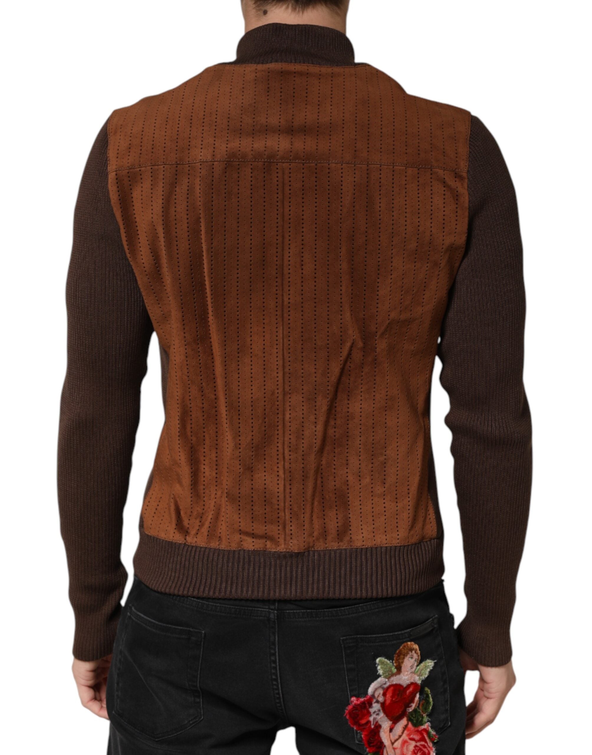 Dolce & Gabbana Brown Velvet Bomber Jacket