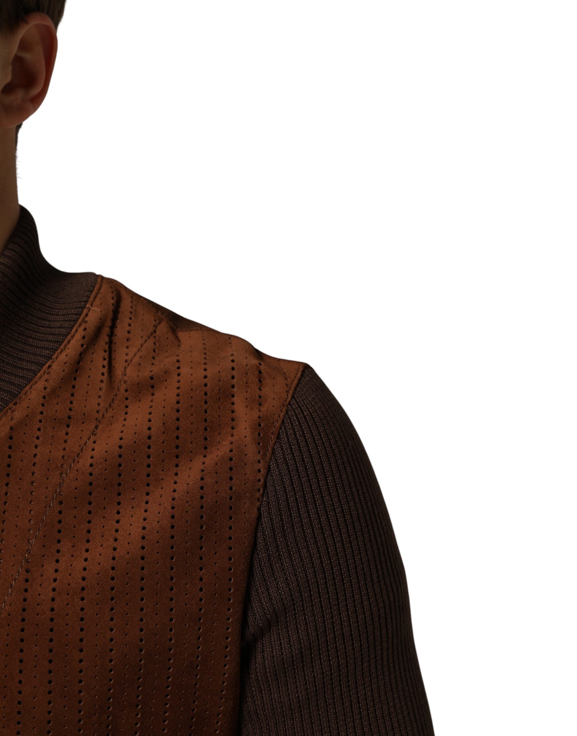 Dolce & Gabbana Brown Velvet Bomber Jacket