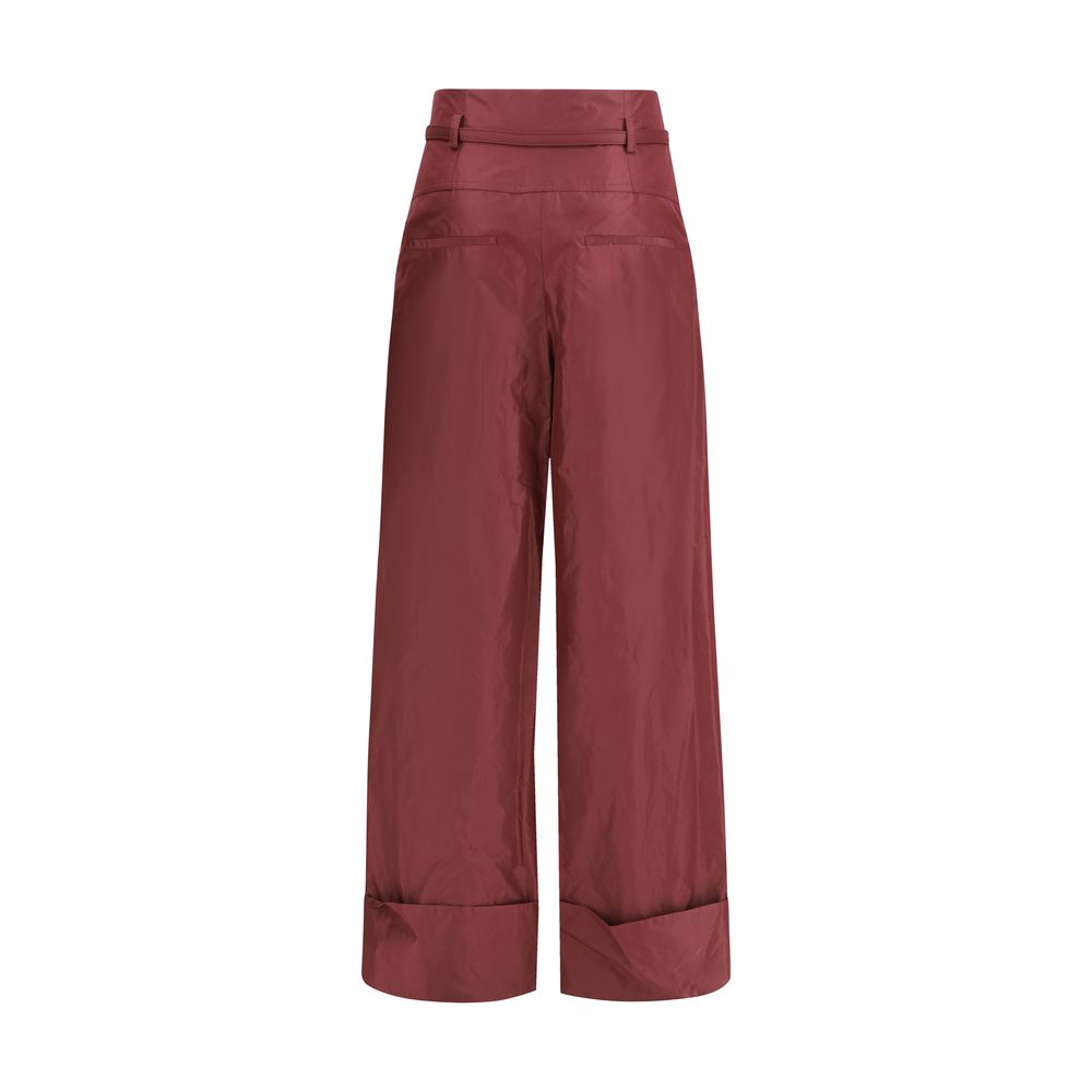 Fendi Bordeaux Silk Casual Pants