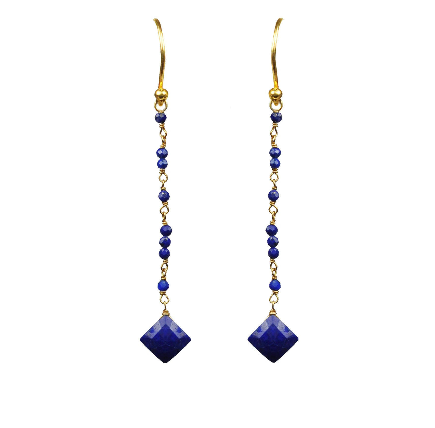 Lapis Lazuli Linear Vermeil Earrings LUNESCAPE