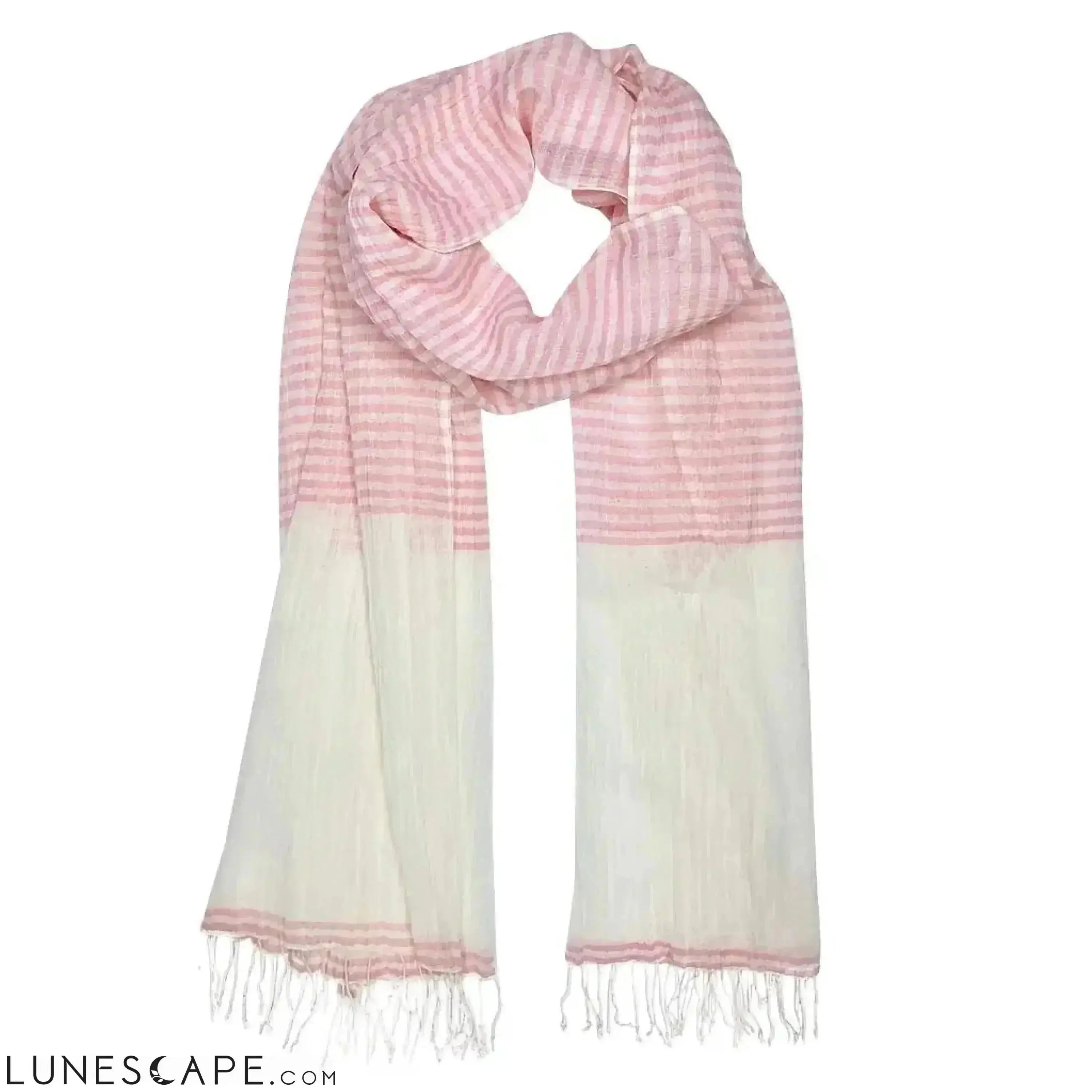 Airy Cotton Stripe Scarf LUNESCAPE