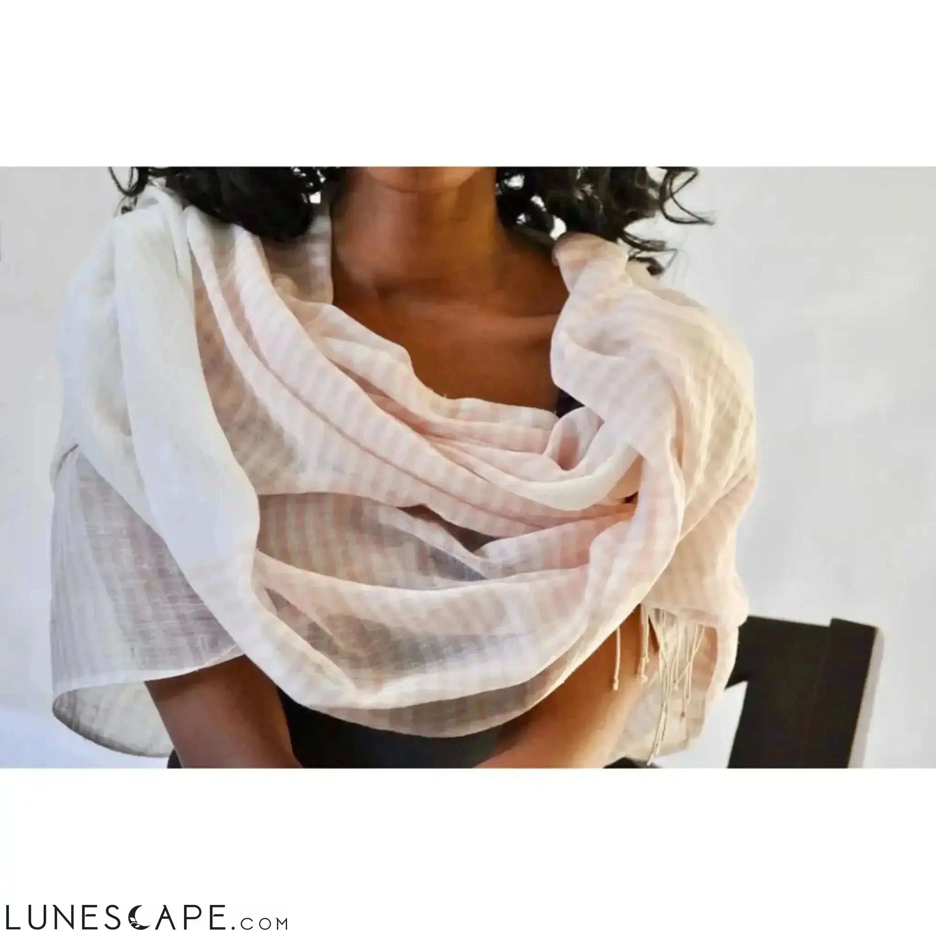 Airy Cotton Stripe Scarf LUNESCAPE