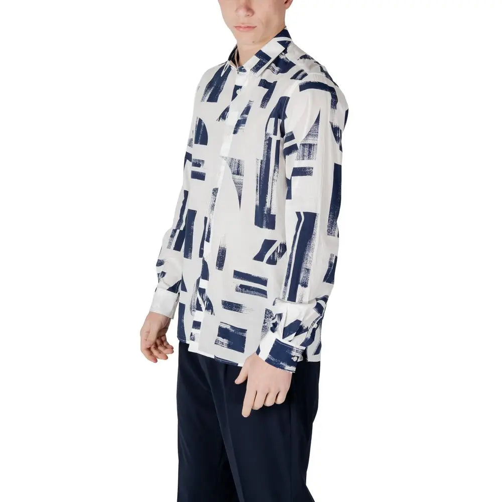 Antony Morato Blue Viscose Pattern Shirt LUNESCAPE