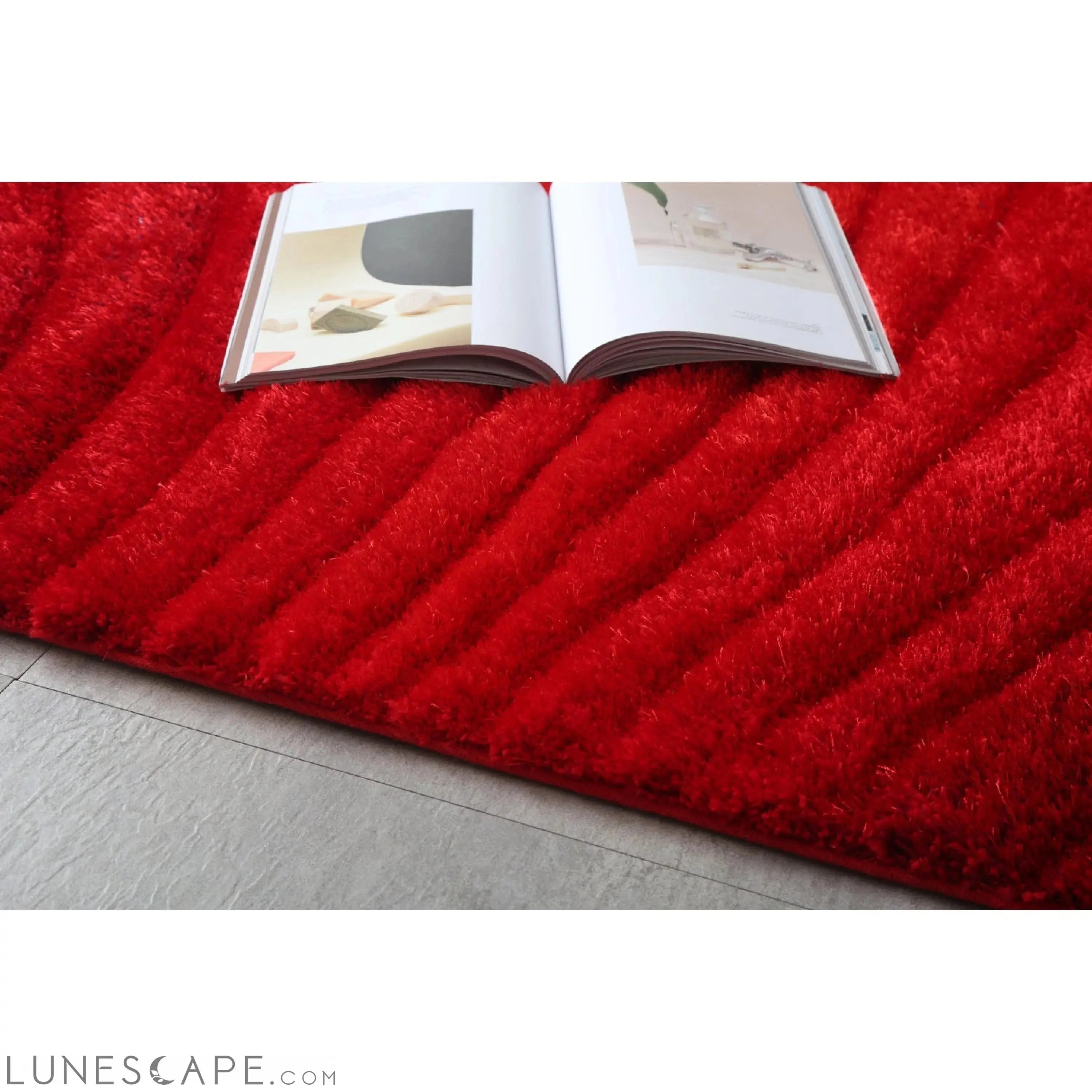 Ava 3D Red Shag Rug LUNESCAPE