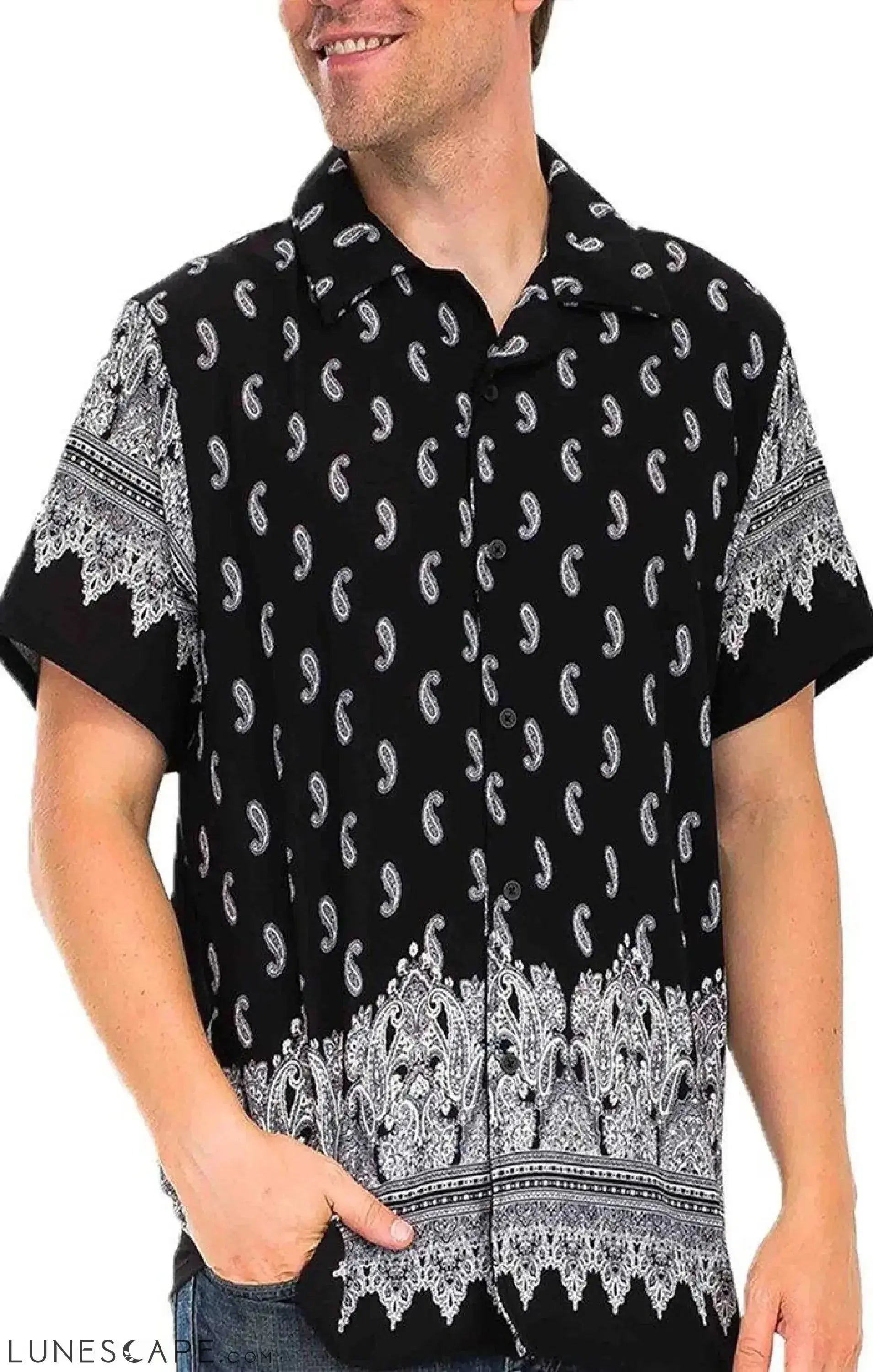 BORDER PAISLEY BUTTON UP SHIRT LUNESCAPE