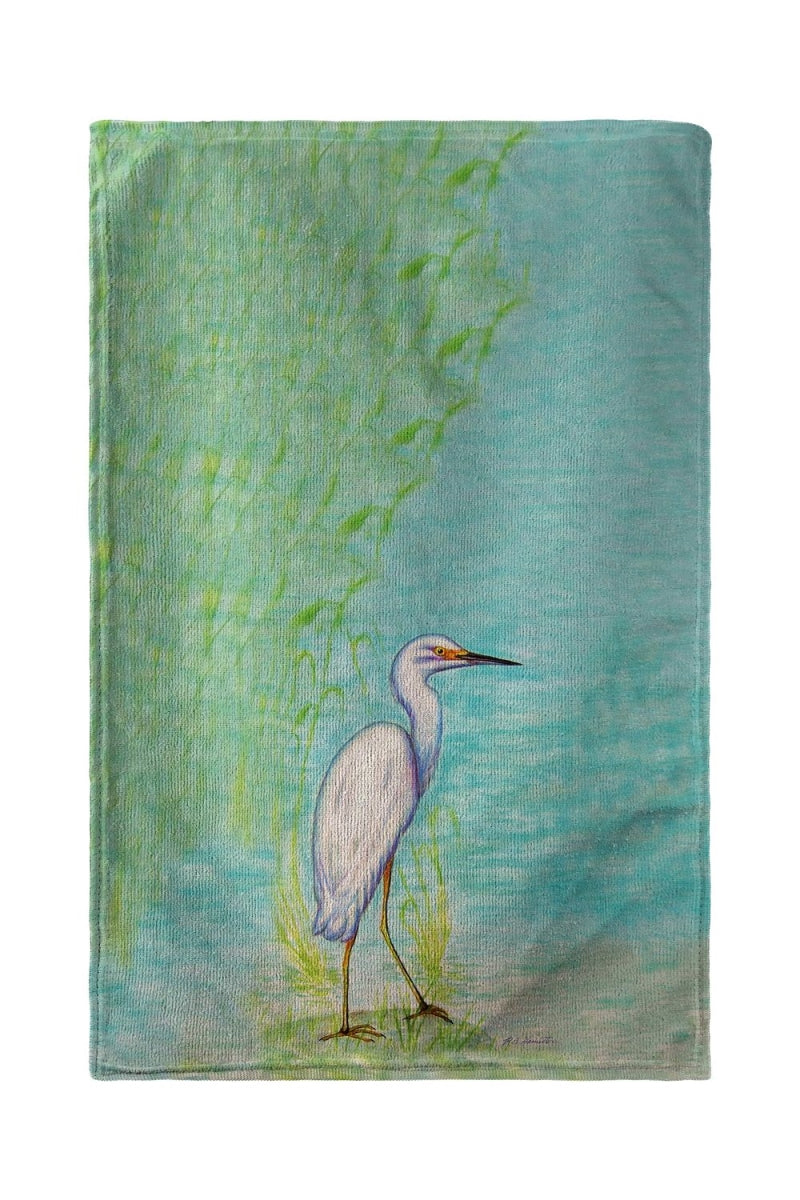 Betsy Drake Snowy Egret Beach Towel - 30 x 50 in. LUNESCAPE