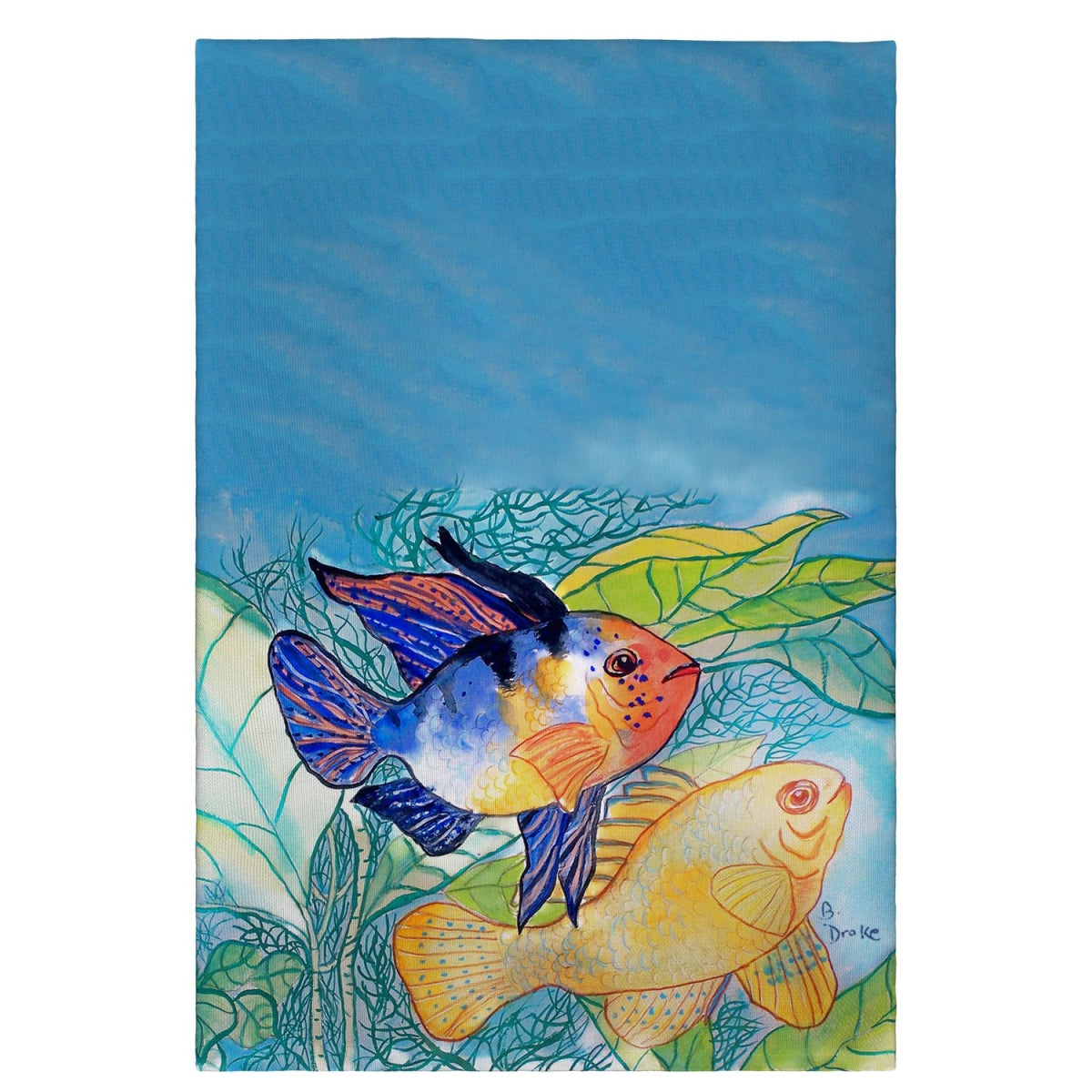 Betsy Drake GT300 Two Fish Guest Towel - 20 x 20 in. LUNESCAPE