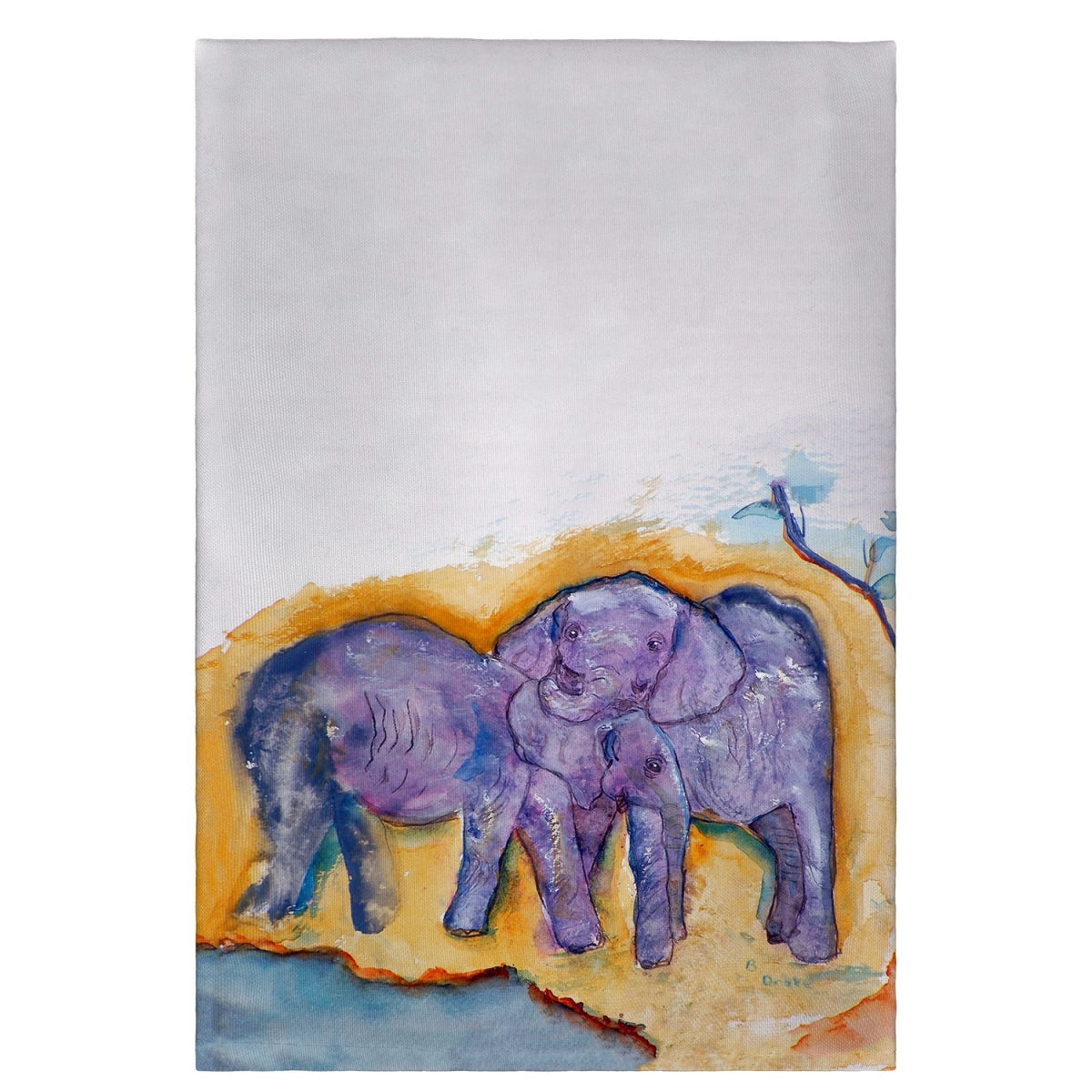 Betsy Drake GT412 Elephants Guest Towel - 20 x 20 in. LUNESCAPE