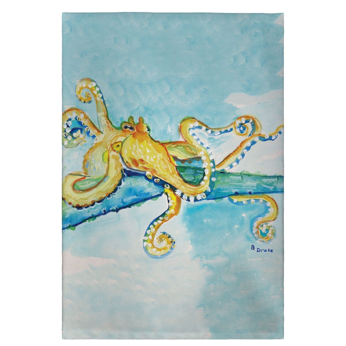 Betsy Drake GT547 Gold Octopus Guest Towel - 20 x 20 in. LUNESCAPE