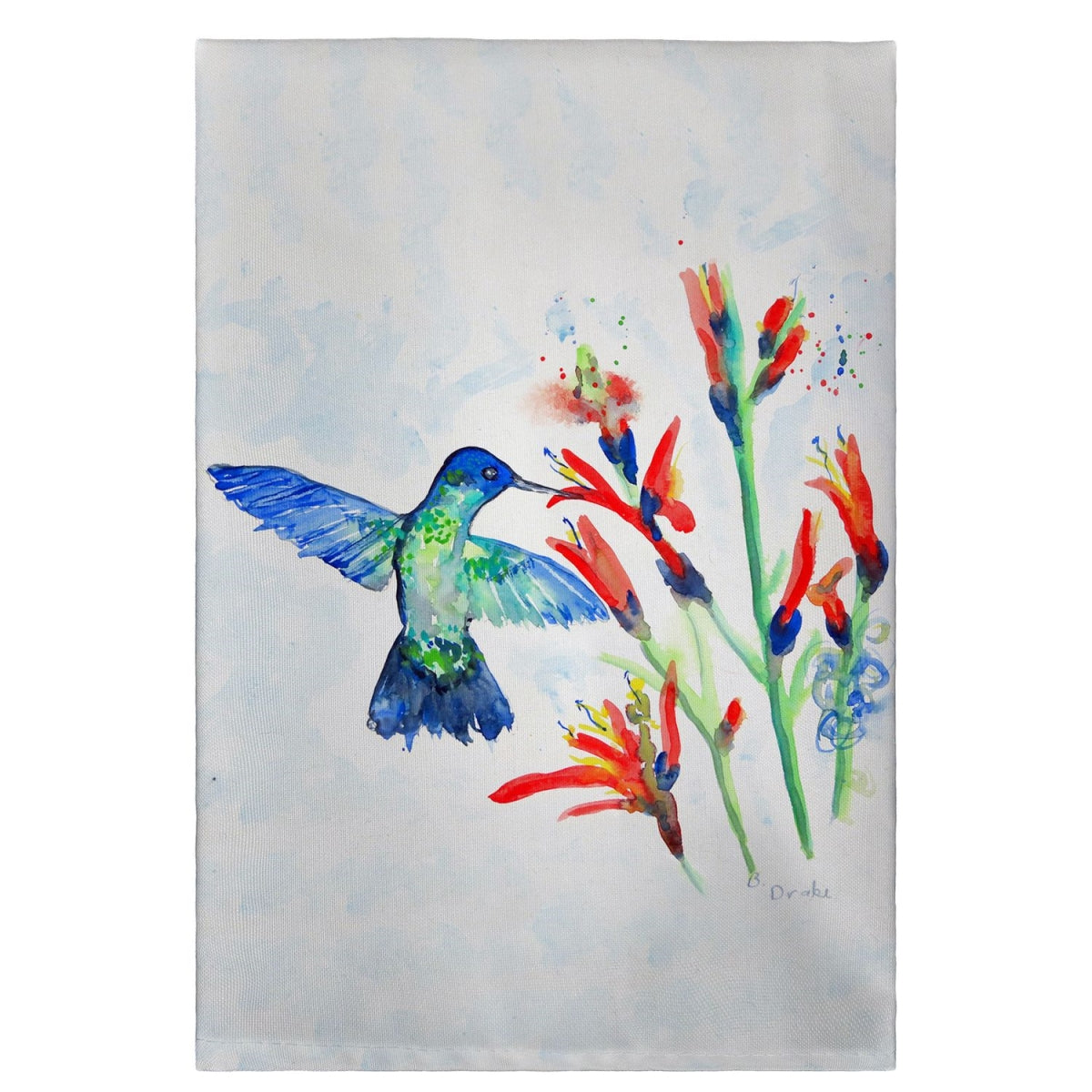 Betsy Drake GT644 H Bird & Fire Plant Guest Towel - 20 x 20 in. LUNESCAPE