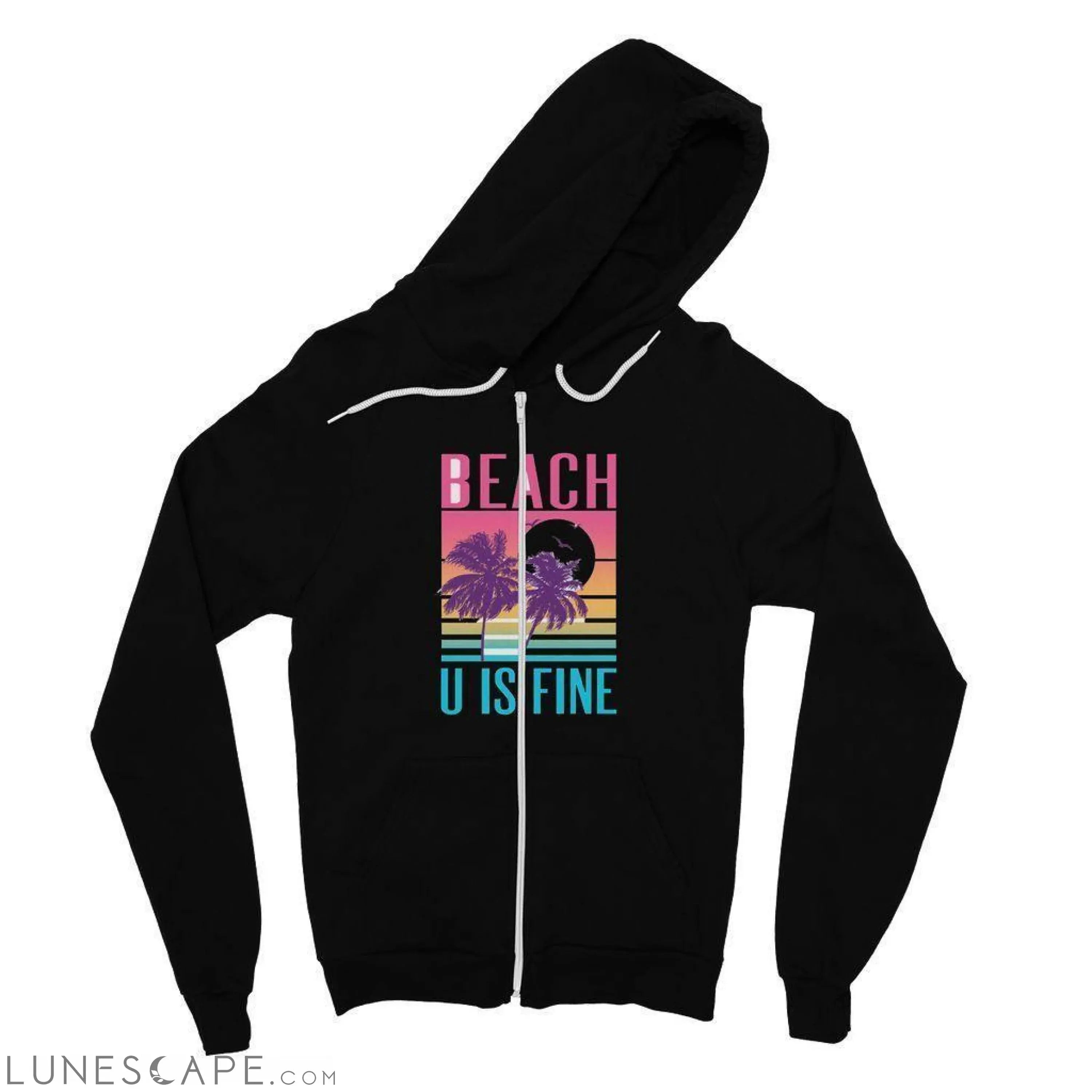 Beach U Is Fine Zipped Fleece Jacket LUNESCAPE