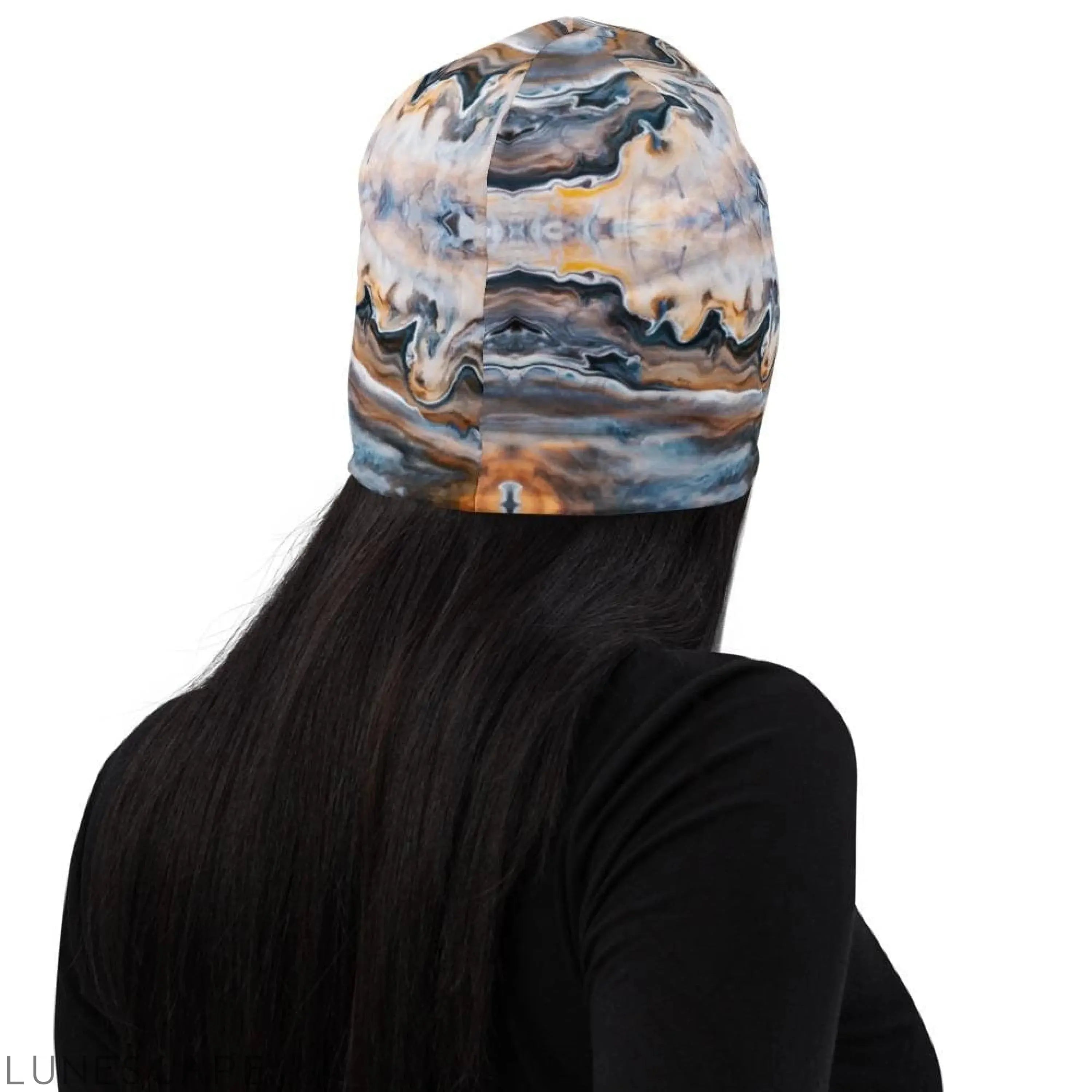 Beanie Hat - Blue Swirl Style Slouchy Beanie Men/women LUNESCAPE