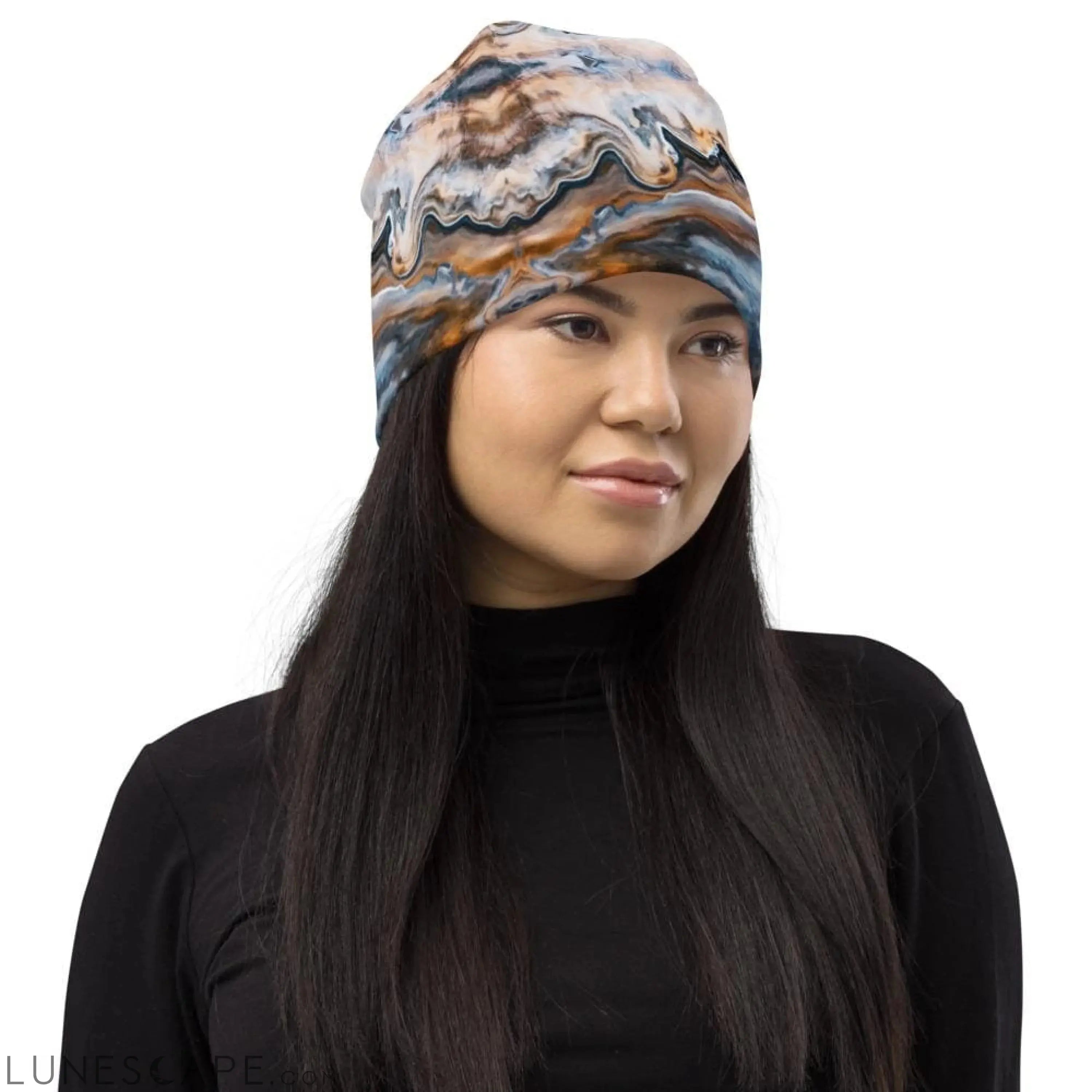 Beanie Hat - Blue Swirl Style Slouchy Beanie Men/women LUNESCAPE