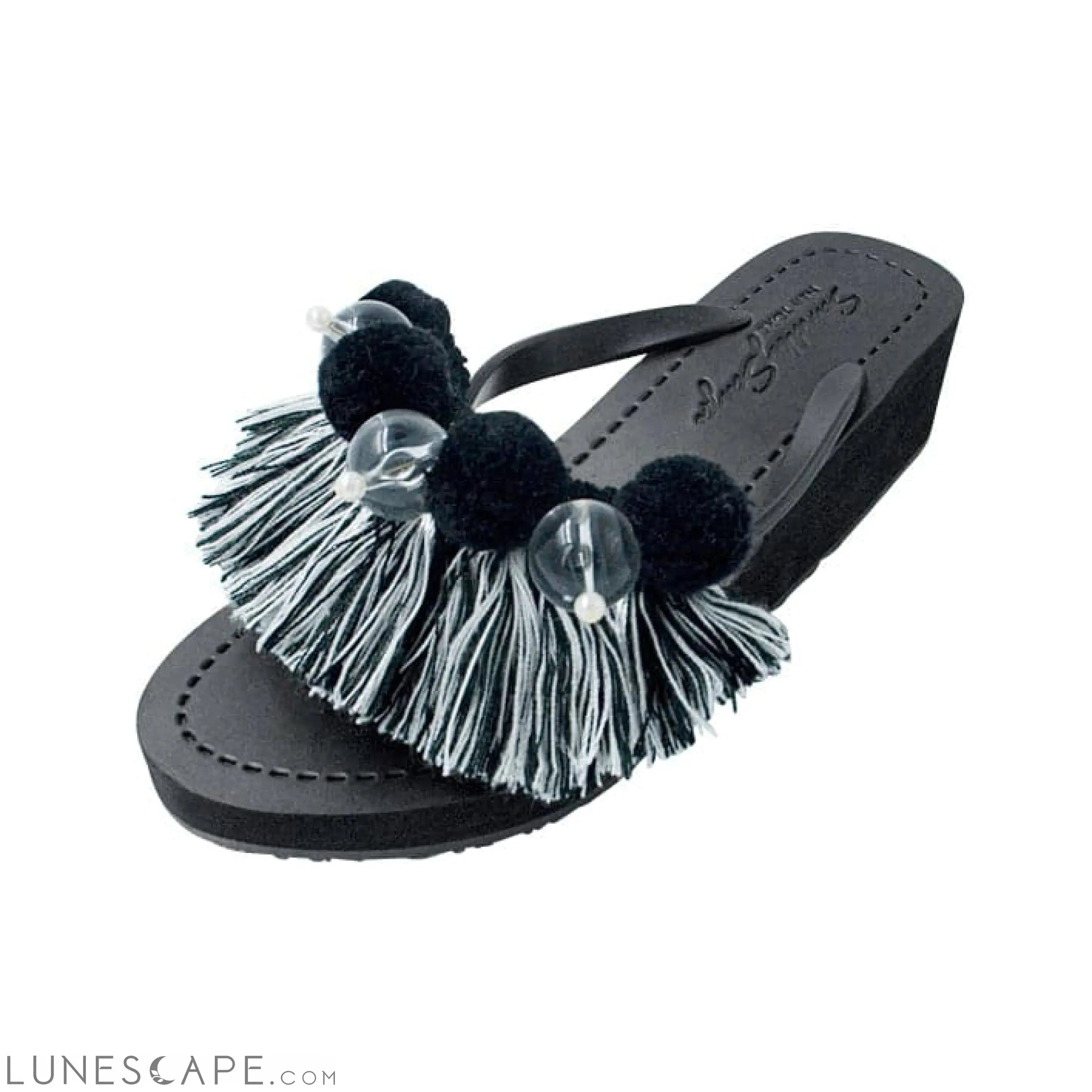 Black Pom Pom Tassel- Women's Mid Wedge LUNESCAPE