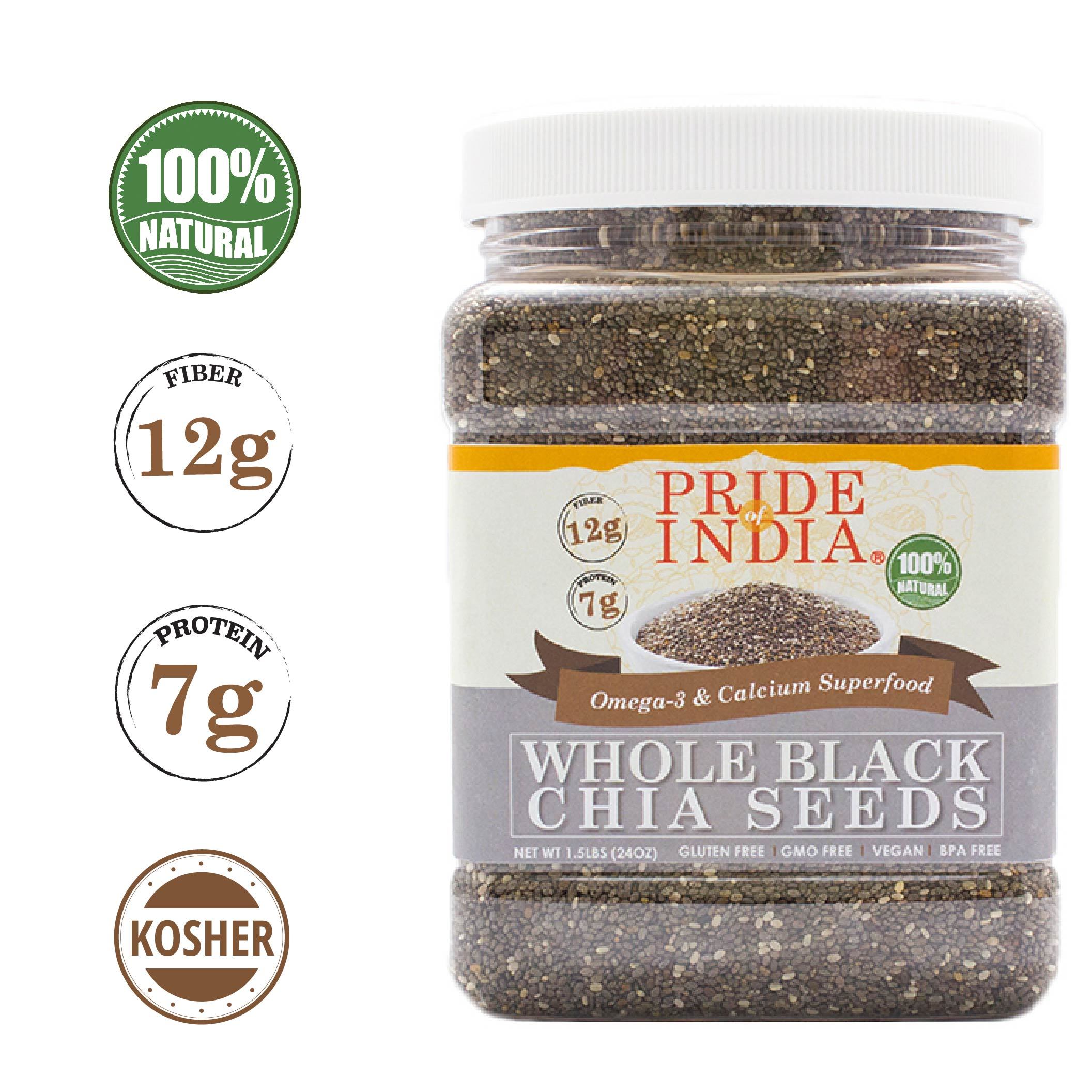 Whole Black Chia Seeds - Omega-3 & Calcium Superfood Jar LUNESCAPE