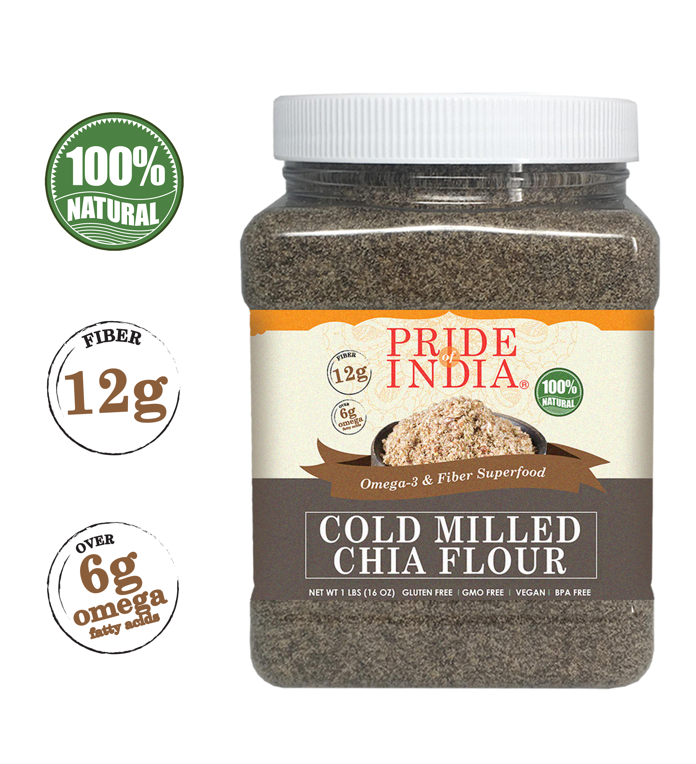 Cold Milled Raw Chia Ground - Omega-3 & Fiber Superfood Jar LUNESCAPE