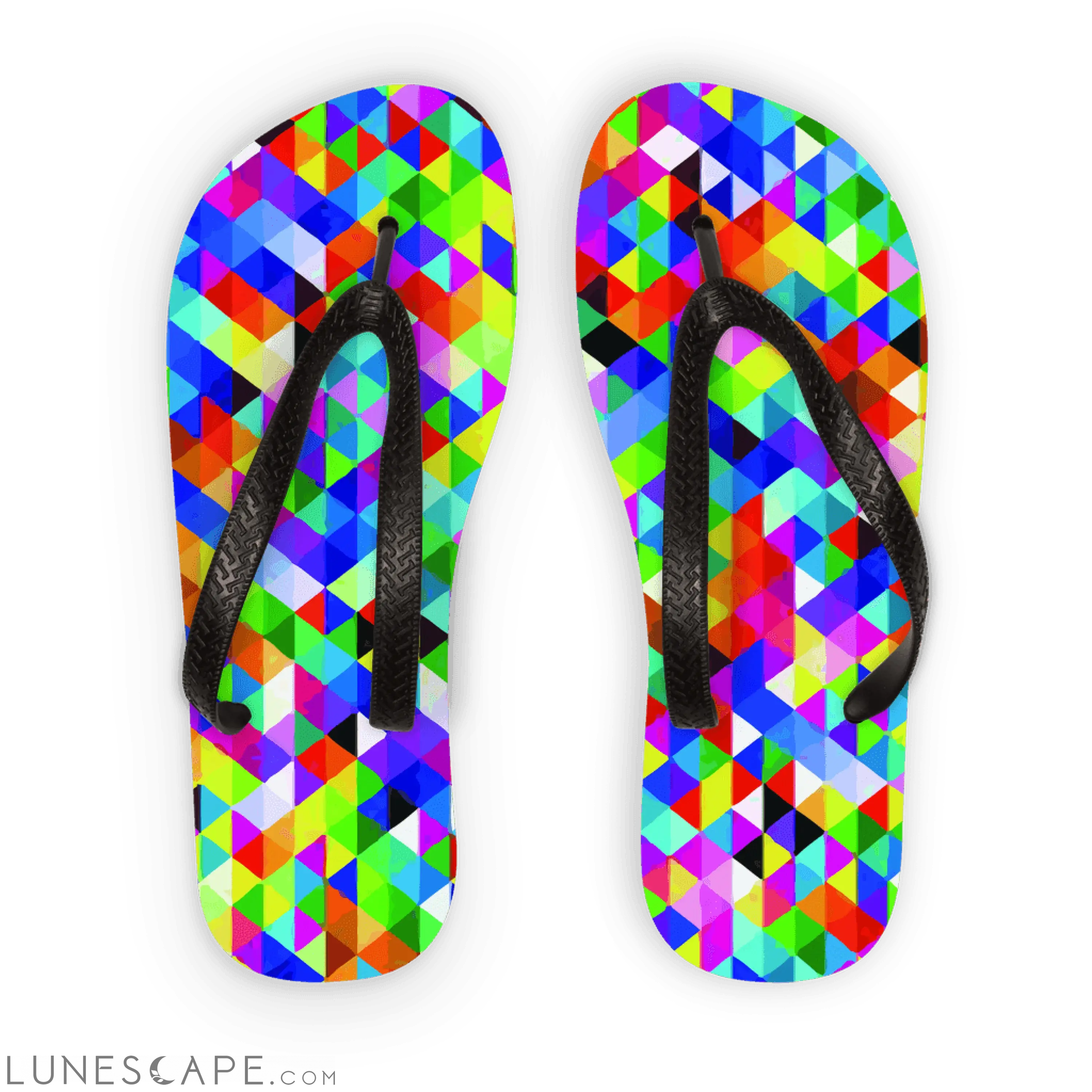 Colorful Geometric Blast Adult Flip Flops LUNESCAPE