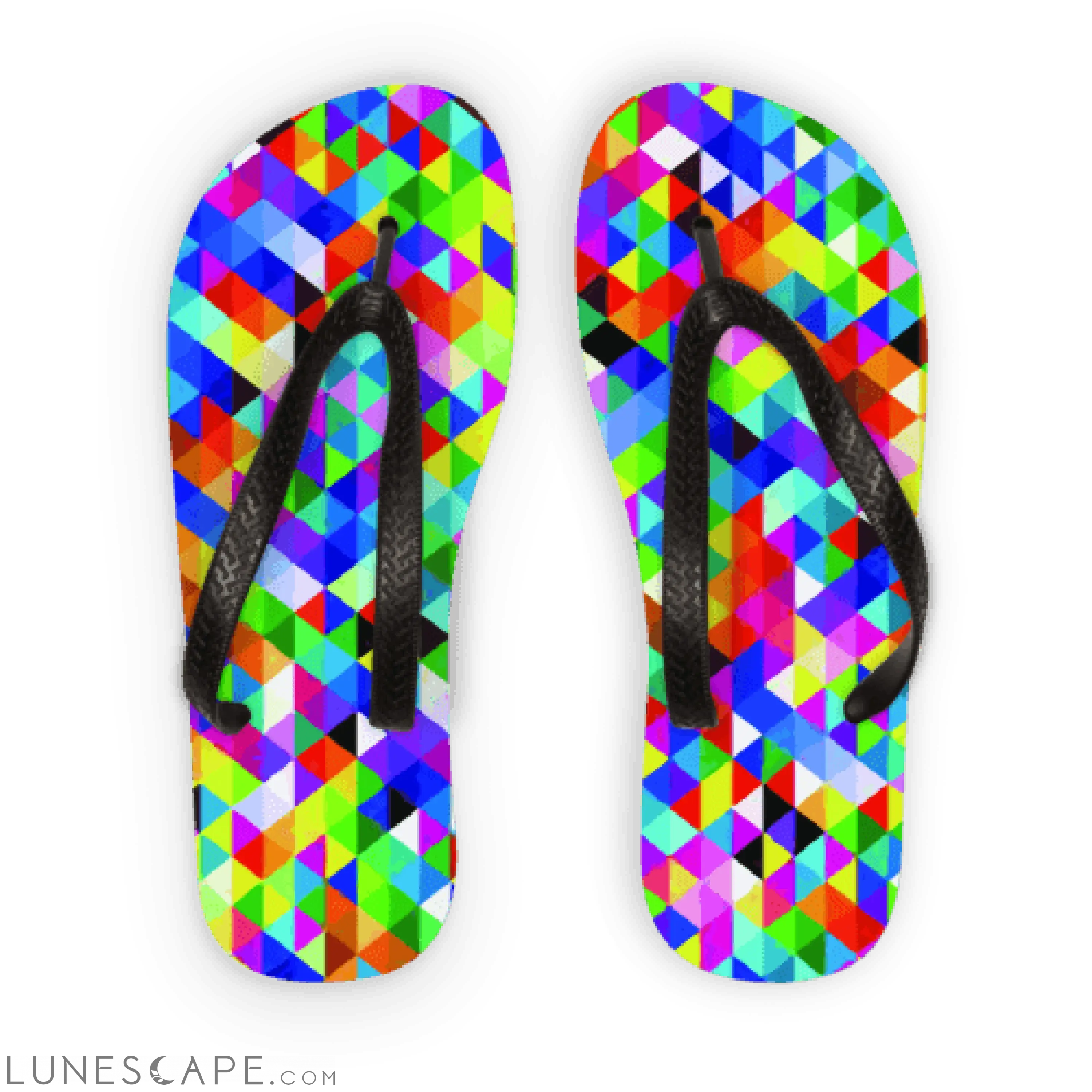 Colorful Geometric Blast Adult Flip Flops LUNESCAPE
