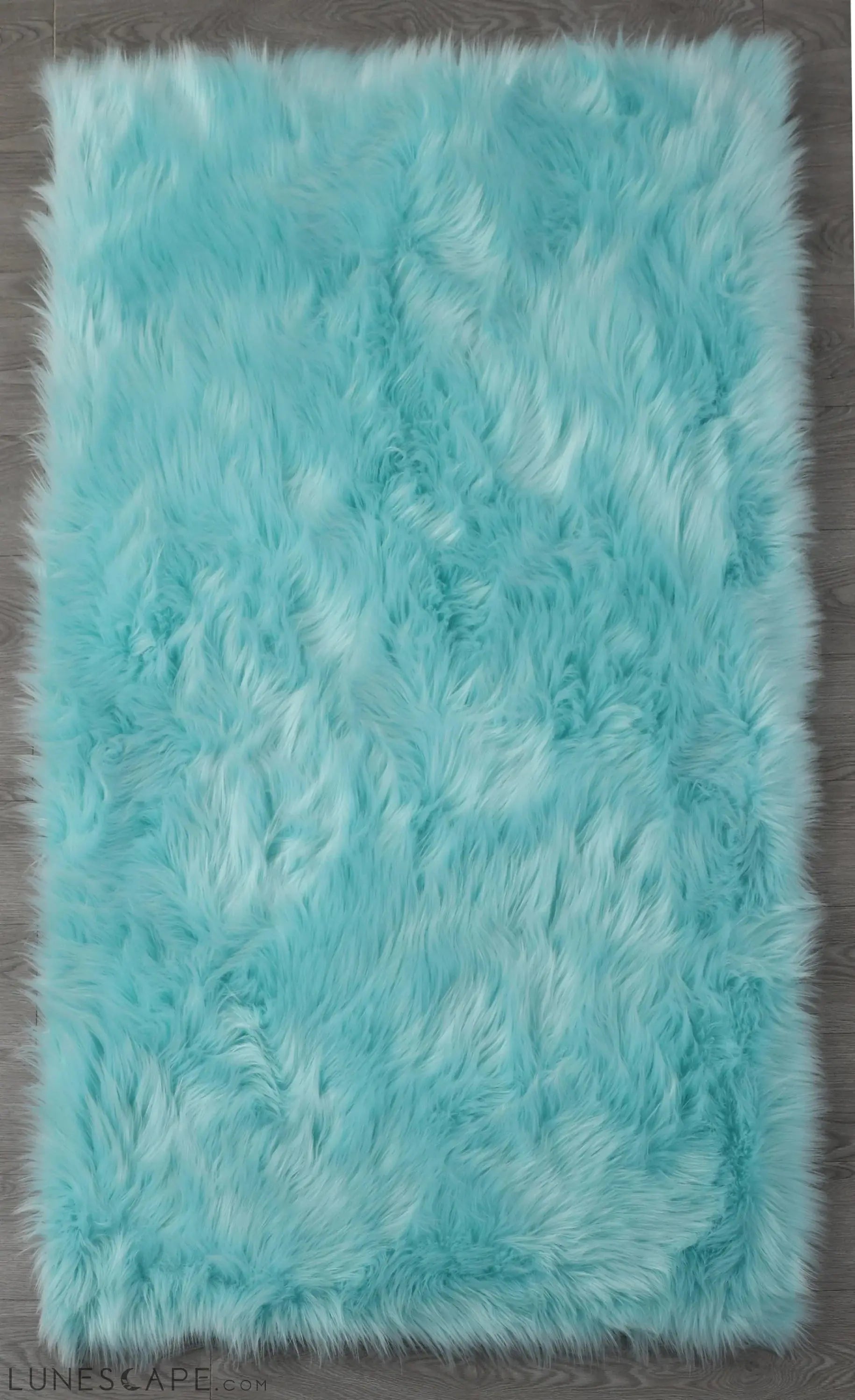 Cozy Ultra Soft Fluffy Faux Fur Turquoise Area Rug LUNESCAPE