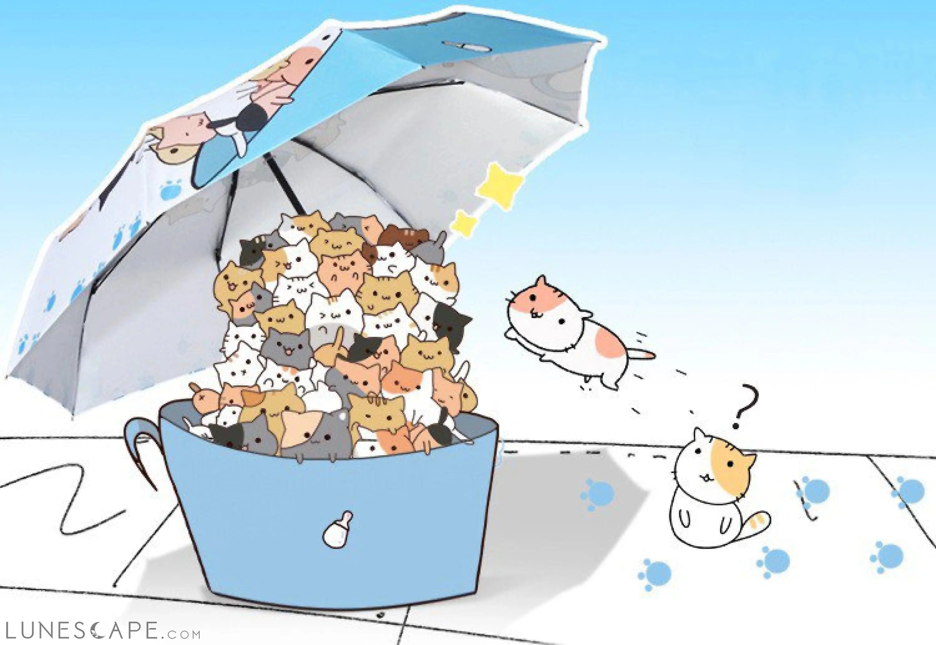 Creative Cartoon Cat Cute Sunny Painting Umbrella LUNESCAPE