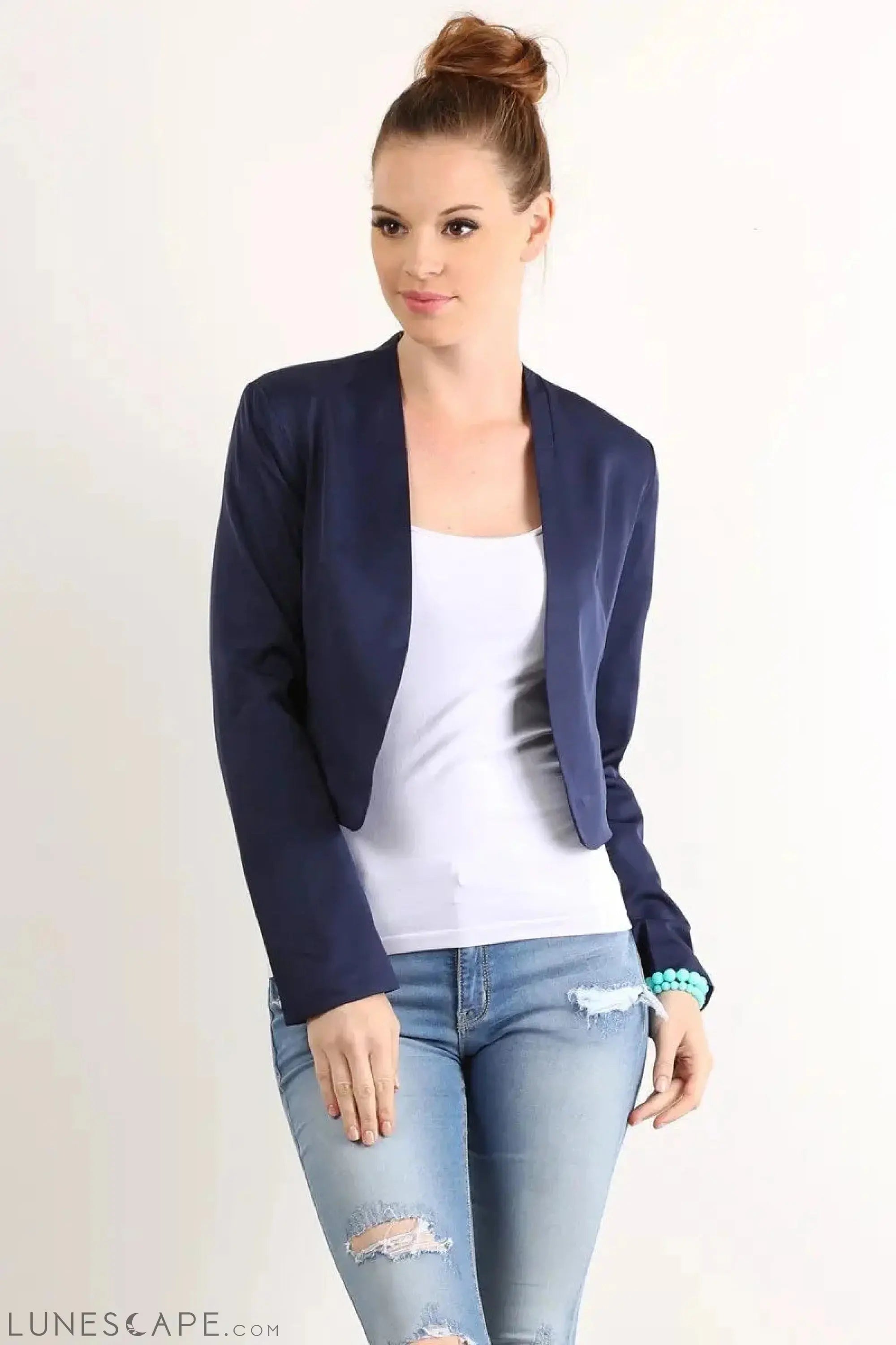 Cropped Blazer - Navy LUNESCAPE
