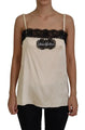 Dolce & Gabbana Beige Lace Spaghetti Logo Embroidery Top LUNESCAPE