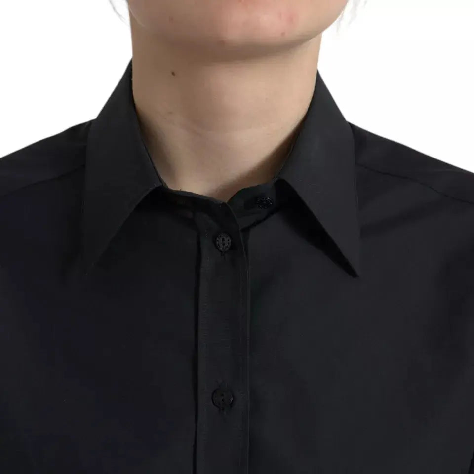 Dolce & Gabbana Black Cotton Collared Formal Dress Shirt Top LUNESCAPE