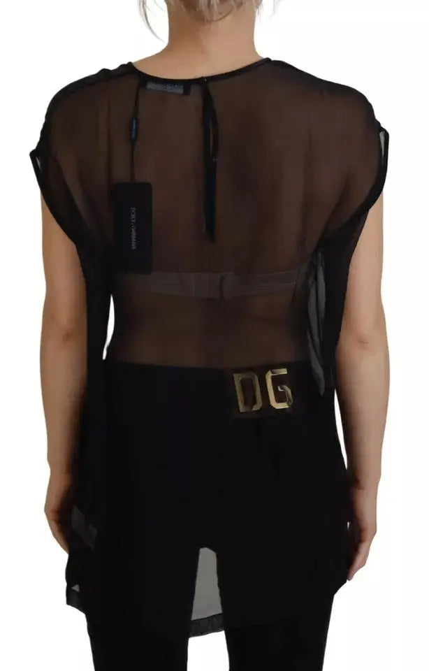 Dolce & Gabbana Black Mesh Transparent Blouse Pullover Top LUNESCAPE