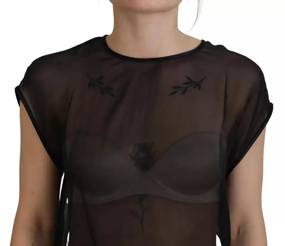 Dolce & Gabbana Black Mesh Transparent Blouse Pullover Top LUNESCAPE