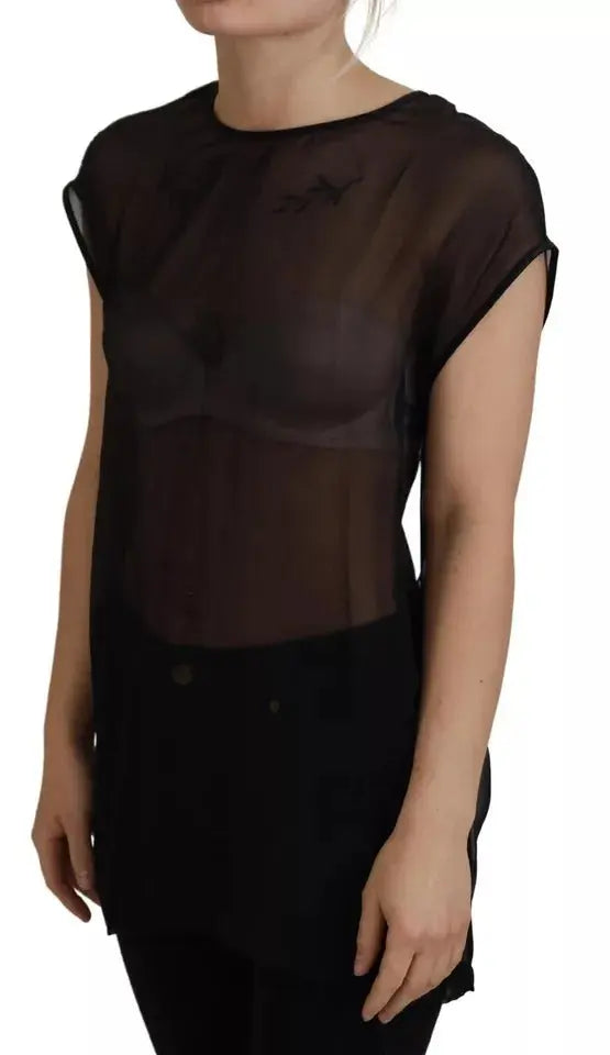 Dolce & Gabbana Black Mesh Transparent Blouse Pullover Top LUNESCAPE