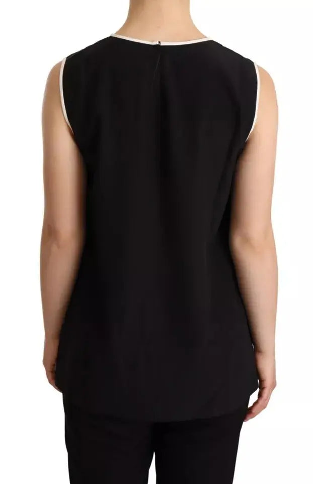 Dolce & Gabbana Black Silk Eleganza Print Sleeveless Tank Top LUNESCAPE