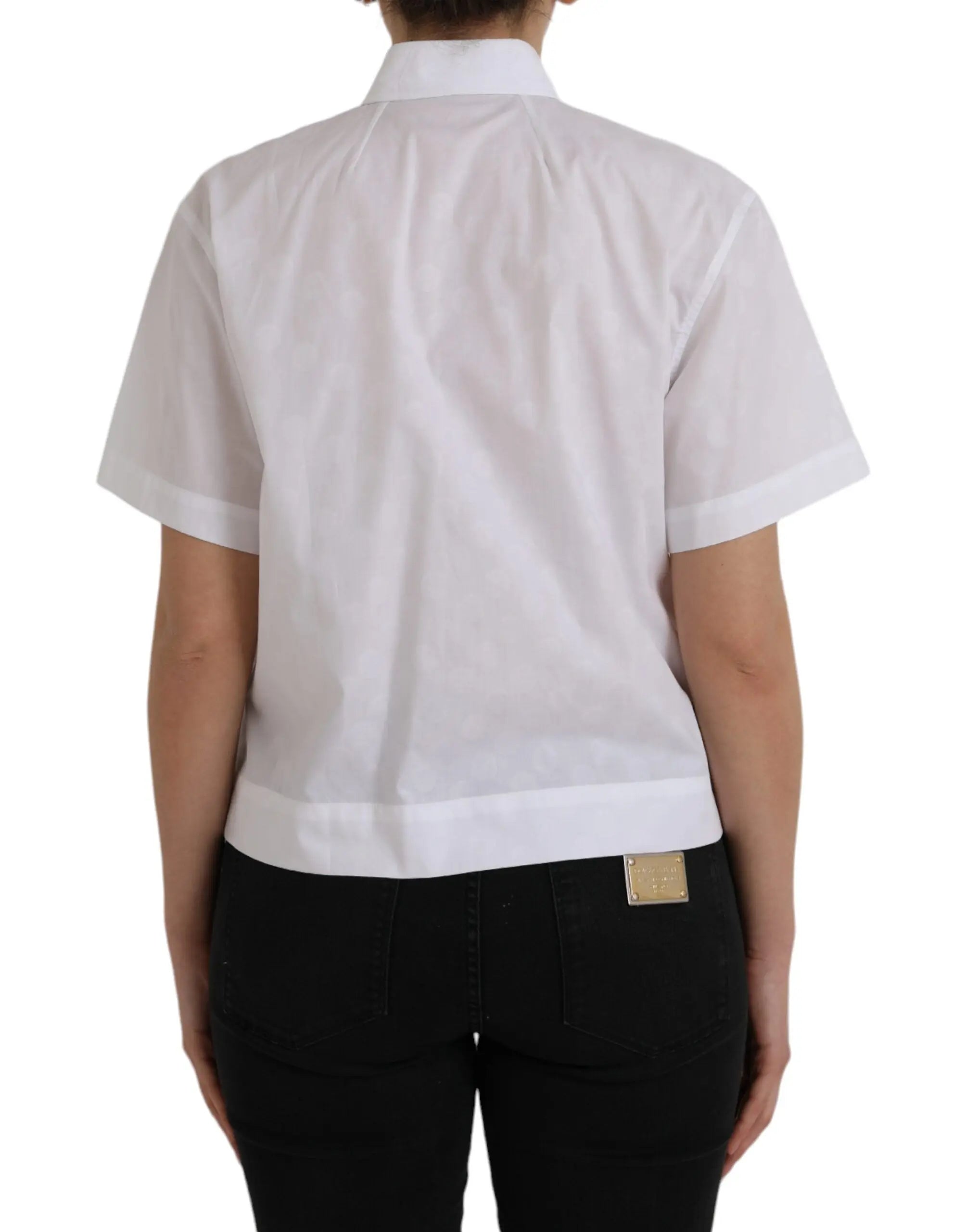 Dolce & Gabbana White Collared Short Sleeve Polo Shirt Top LUNESCAPE