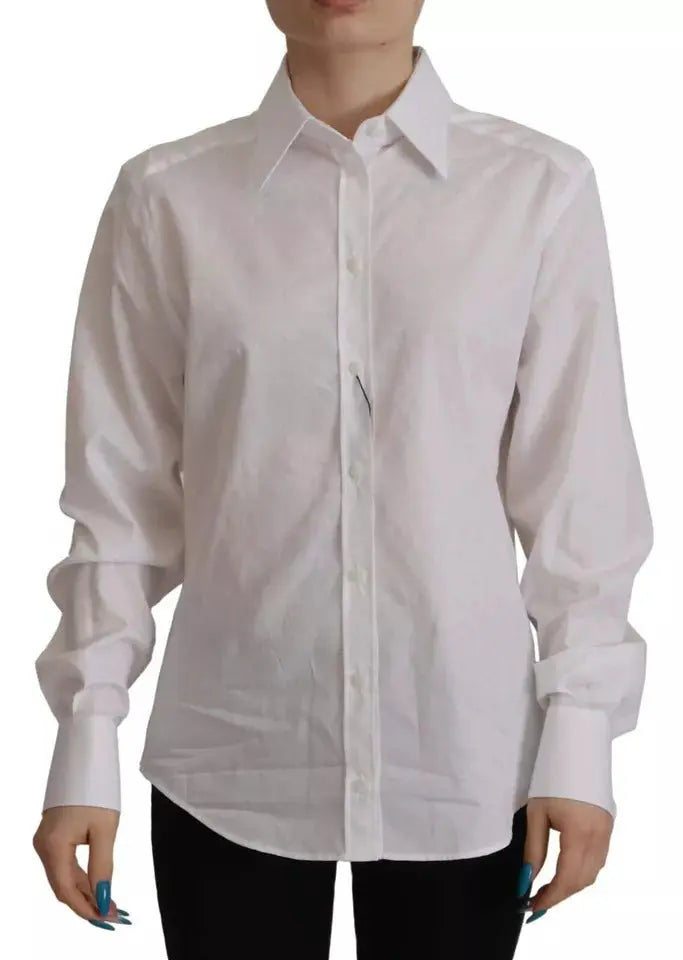 Dolce & Gabbana White Cotton Collared Formal Dress Shirt Top LUNESCAPE