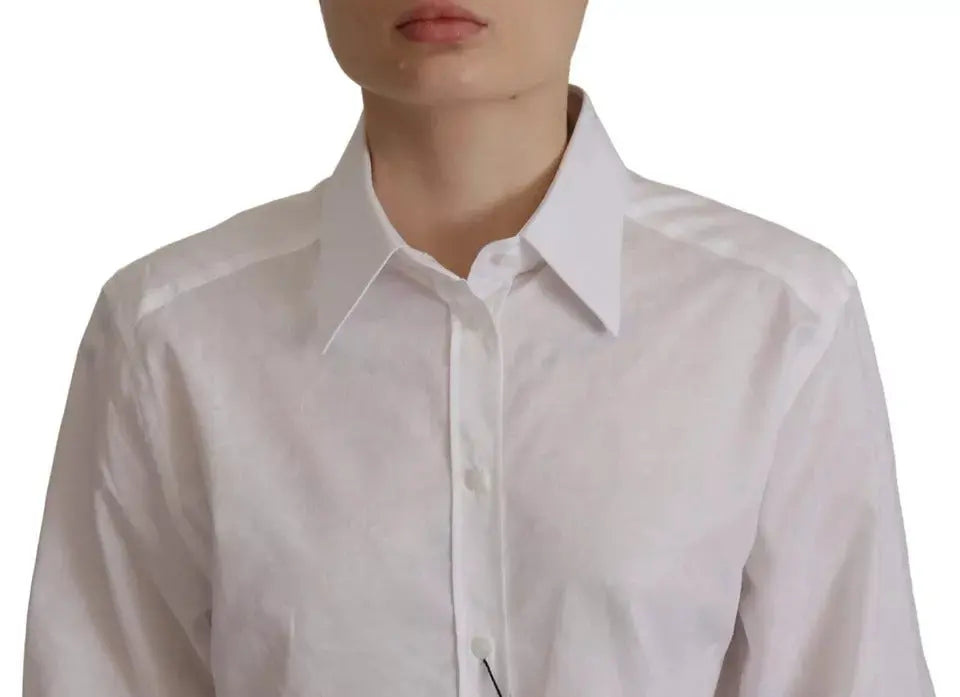 Dolce & Gabbana White Cotton Collared Formal Dress Shirt Top LUNESCAPE