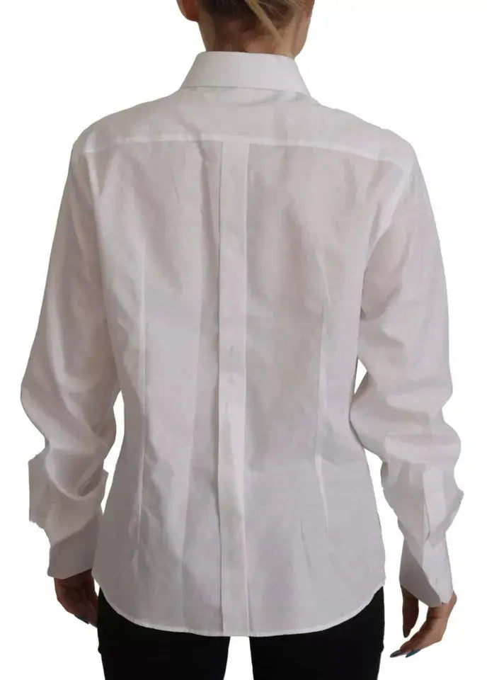 Dolce & Gabbana White Cotton Collared Formal Dress Shirt Top LUNESCAPE