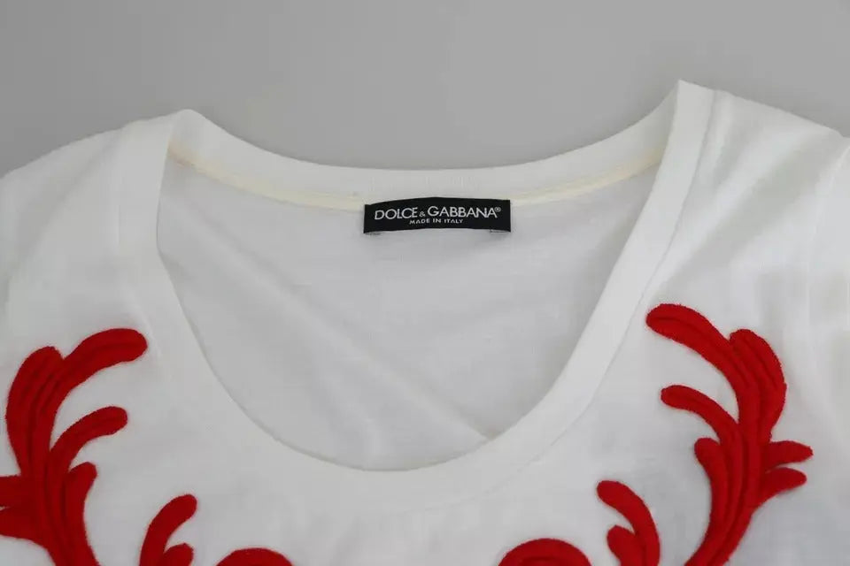 Dolce & Gabbana White Cotton Heart Applique Sleeveless Tank Top LUNESCAPE