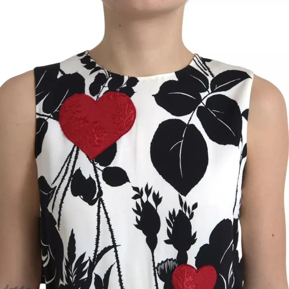 Dolce & Gabbana White Rose Print Heart Embroidered Tank Top LUNESCAPE