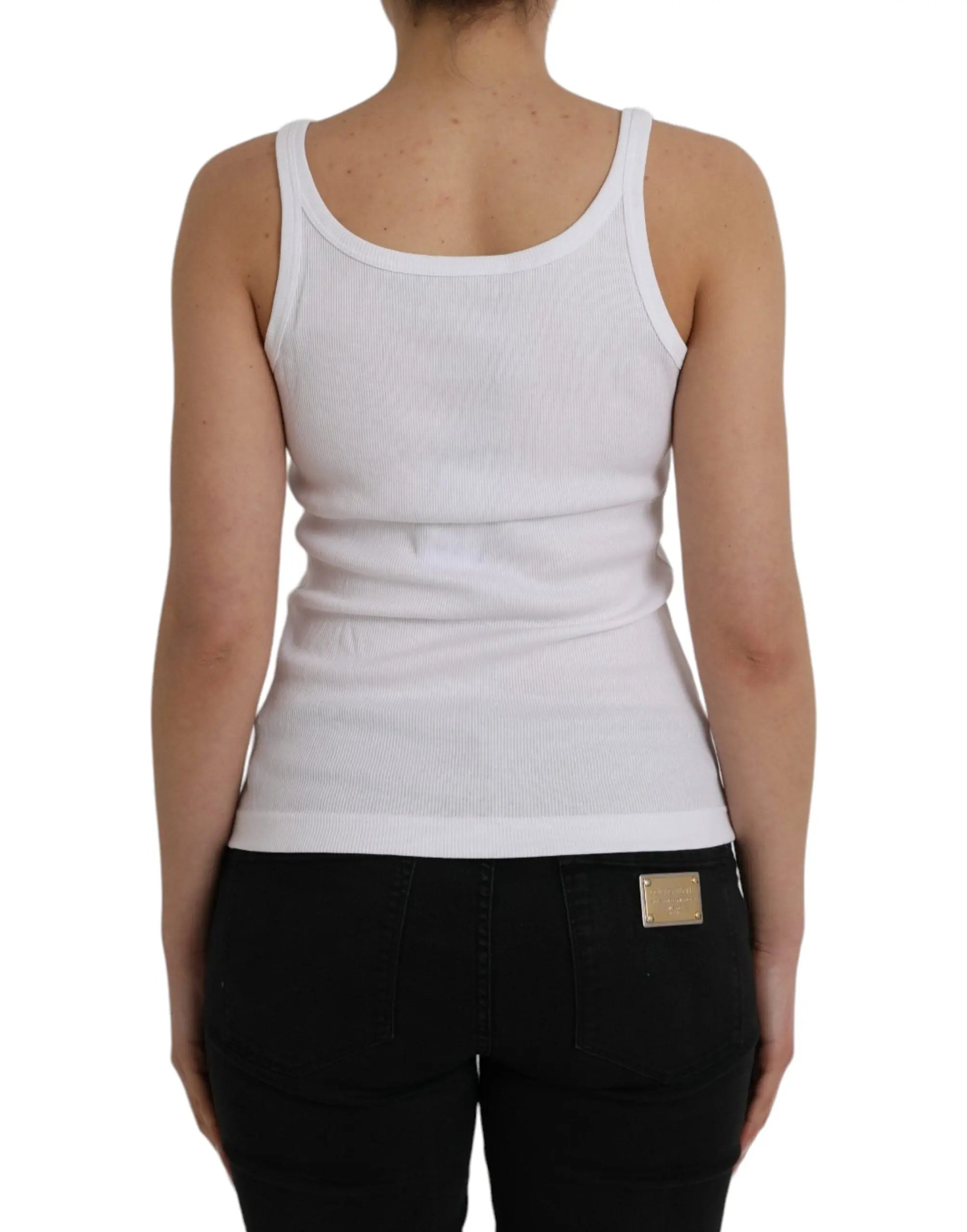 Dolce & Gabbana White St. Tropez Cotton Sleeveless Tank Top LUNESCAPE