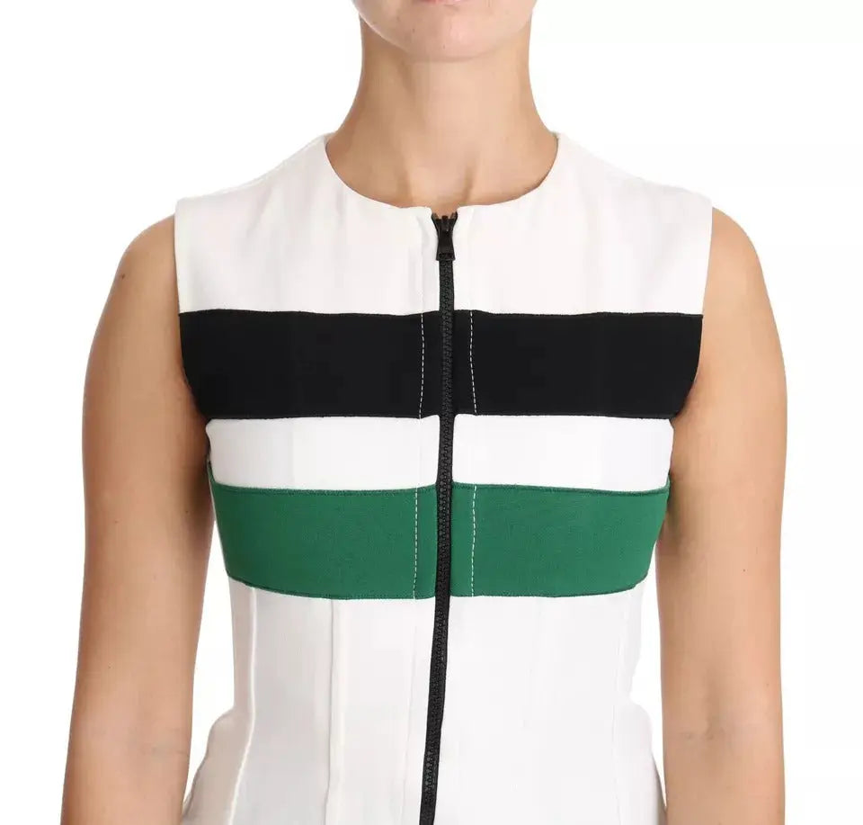 Dolce & Gabbana White Striped Cotton Sleeveless Top T-shirt LUNESCAPE