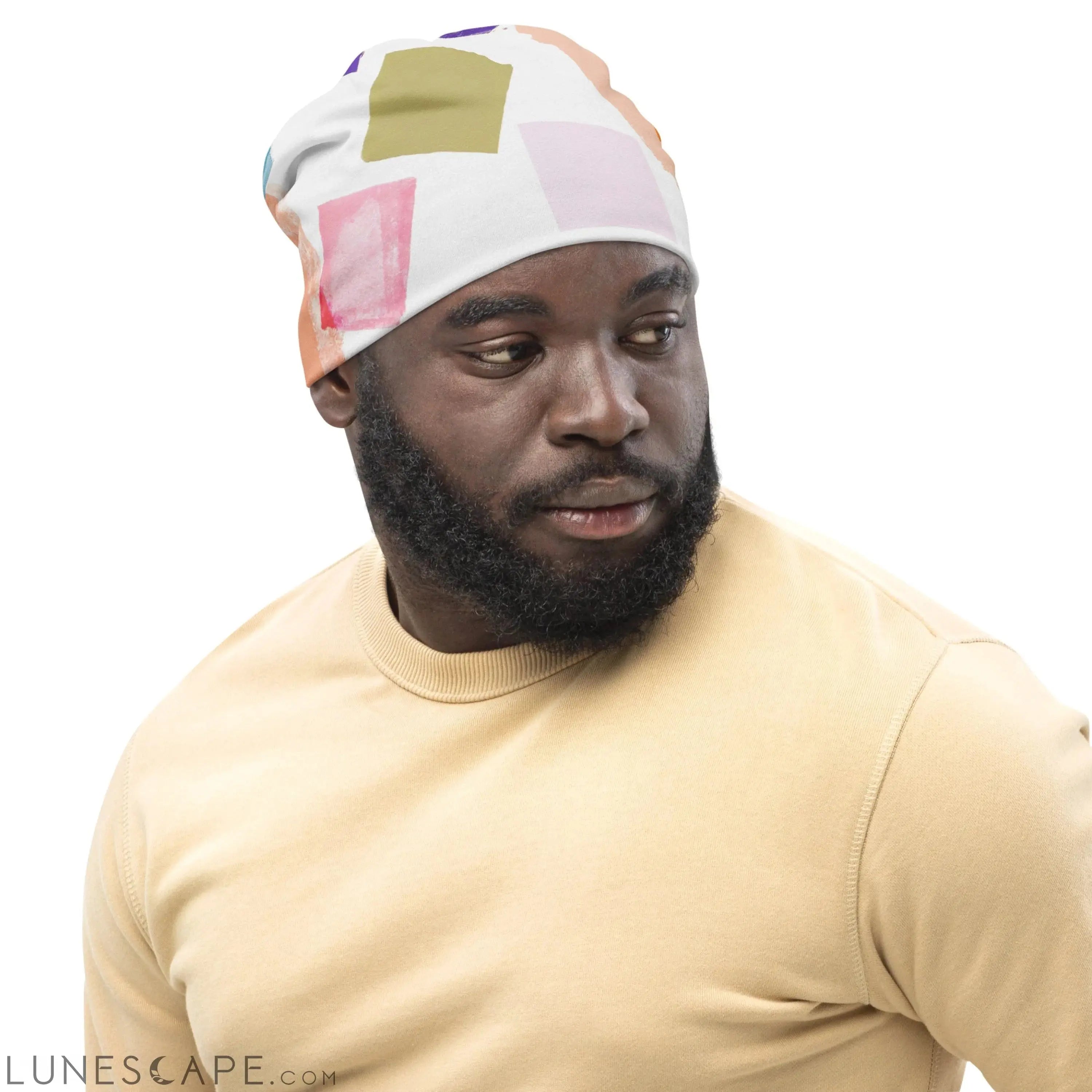 Double-layered Beanie Hat Pastel Pattern LUNESCAPE