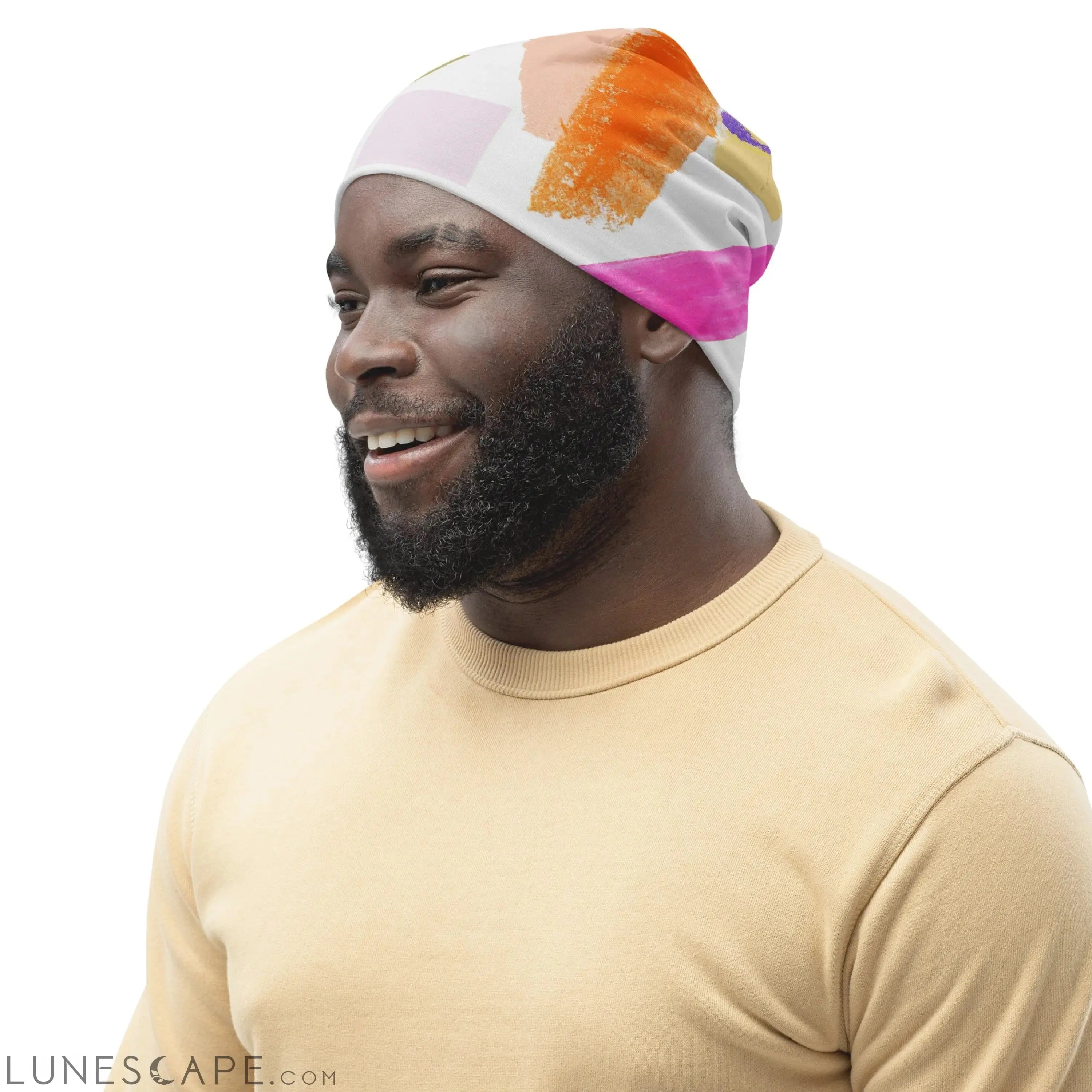 Double-layered Beanie Hat Pastel Pattern LUNESCAPE