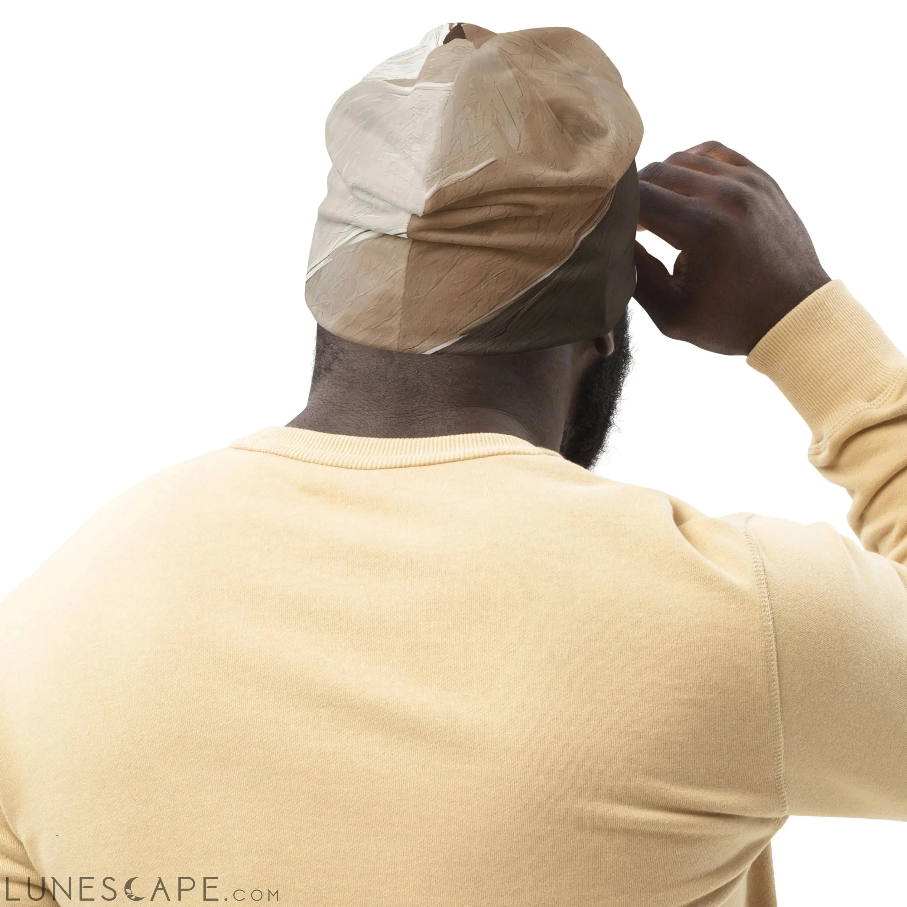 Double-layered Beanie Hat Rustic Brown Stone Print 3 LUNESCAPE