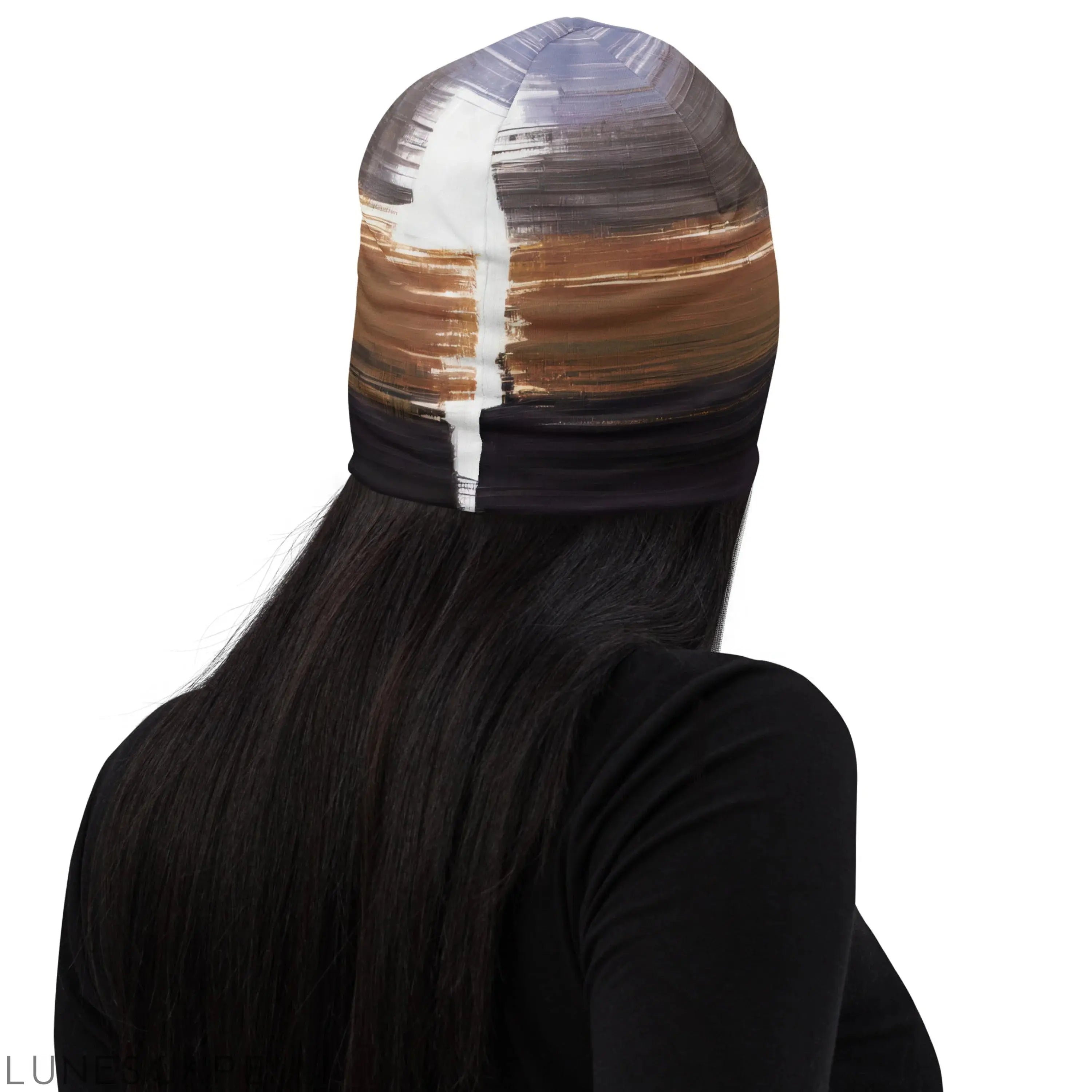Double-layered Beanie Hat Rustic Purple Brown Design 2 LUNESCAPE