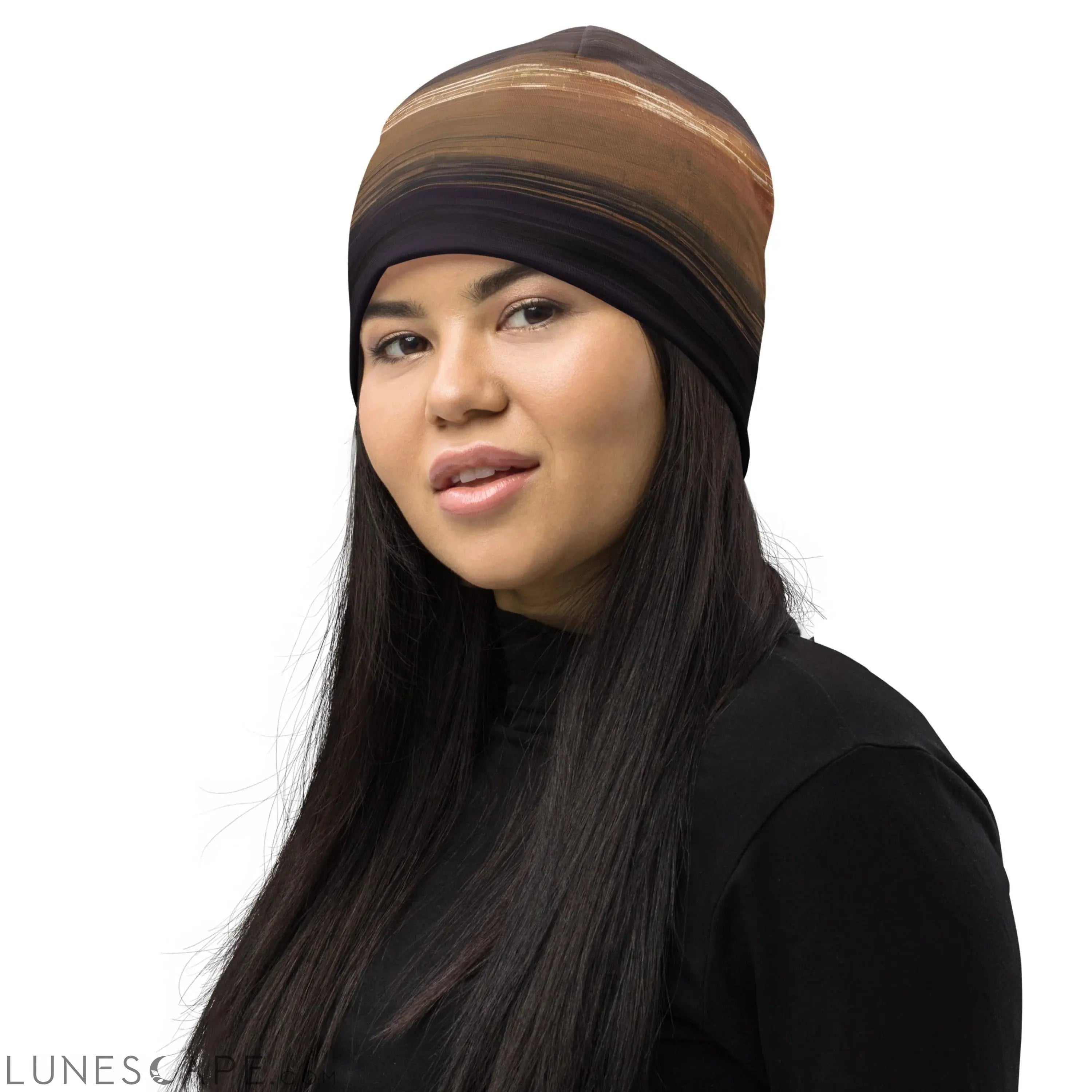 Double-layered Beanie Hat Rustic Purple Brown Design 2 LUNESCAPE