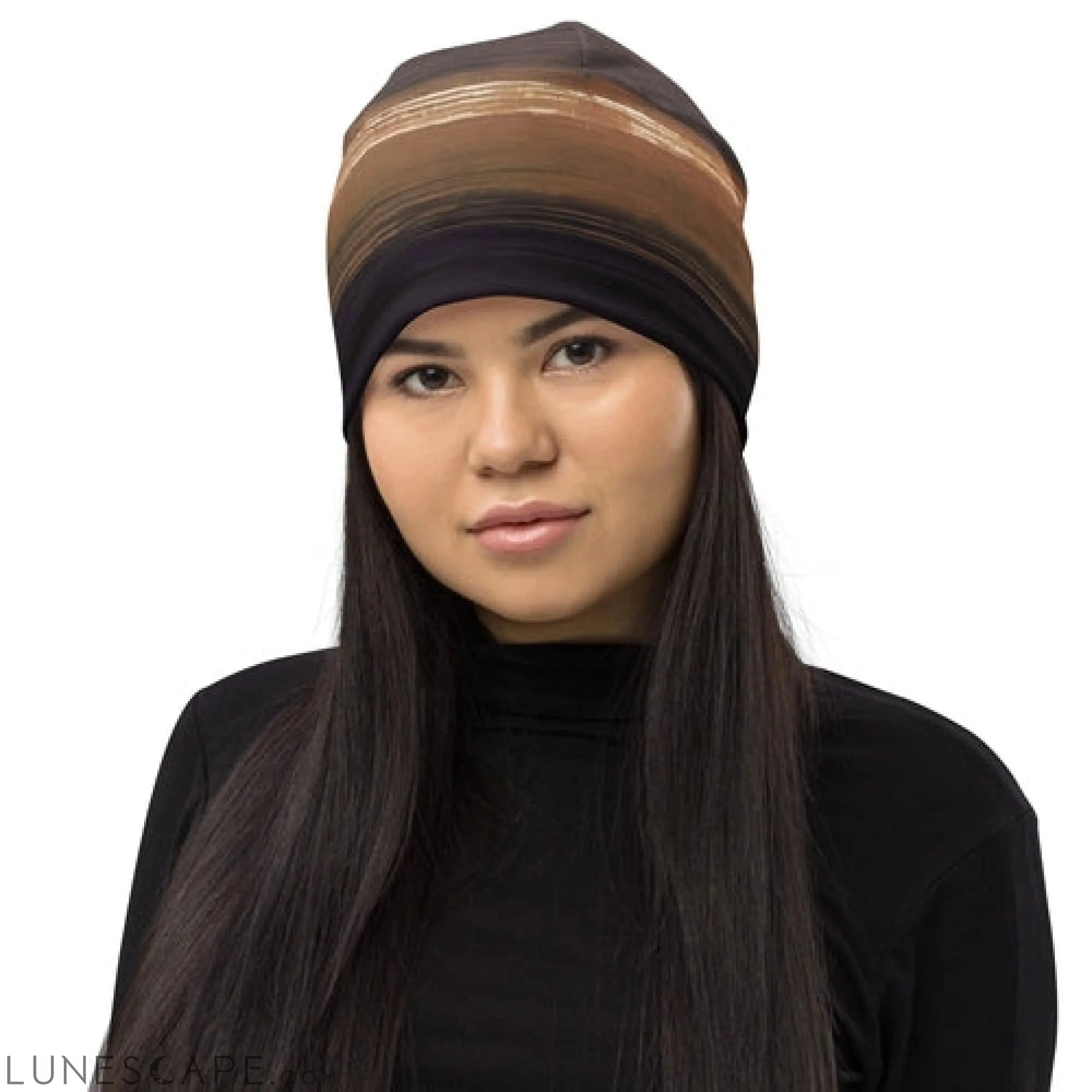 Double-layered Beanie Hat Rustic Purple Brown Design 2 LUNESCAPE