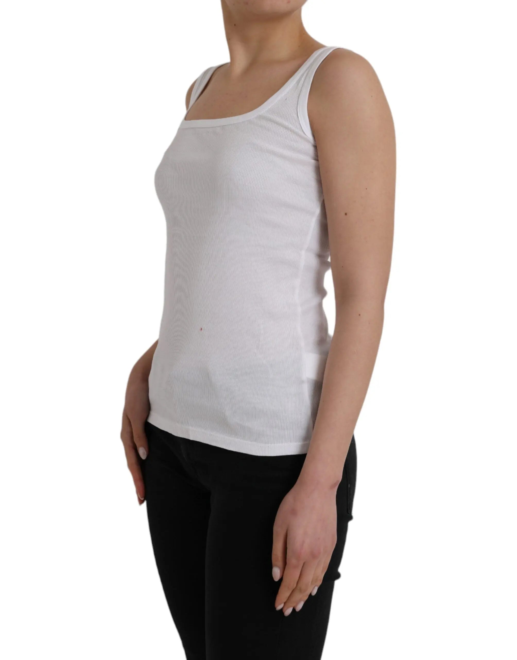 Ermanno Scervino White Cotton Sleevelesss Tank Casual Top LUNESCAPE